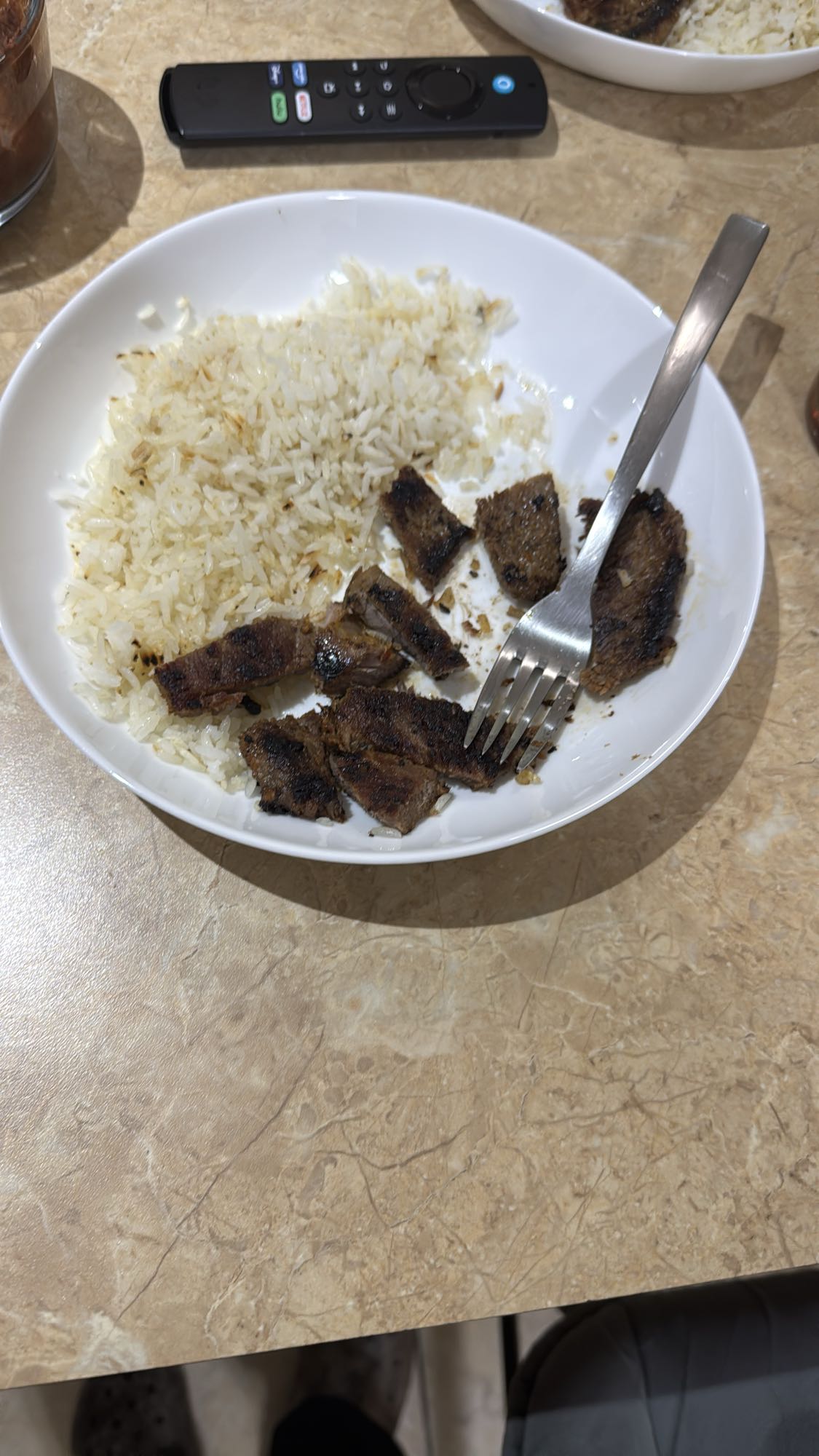 Arroz con carne asada