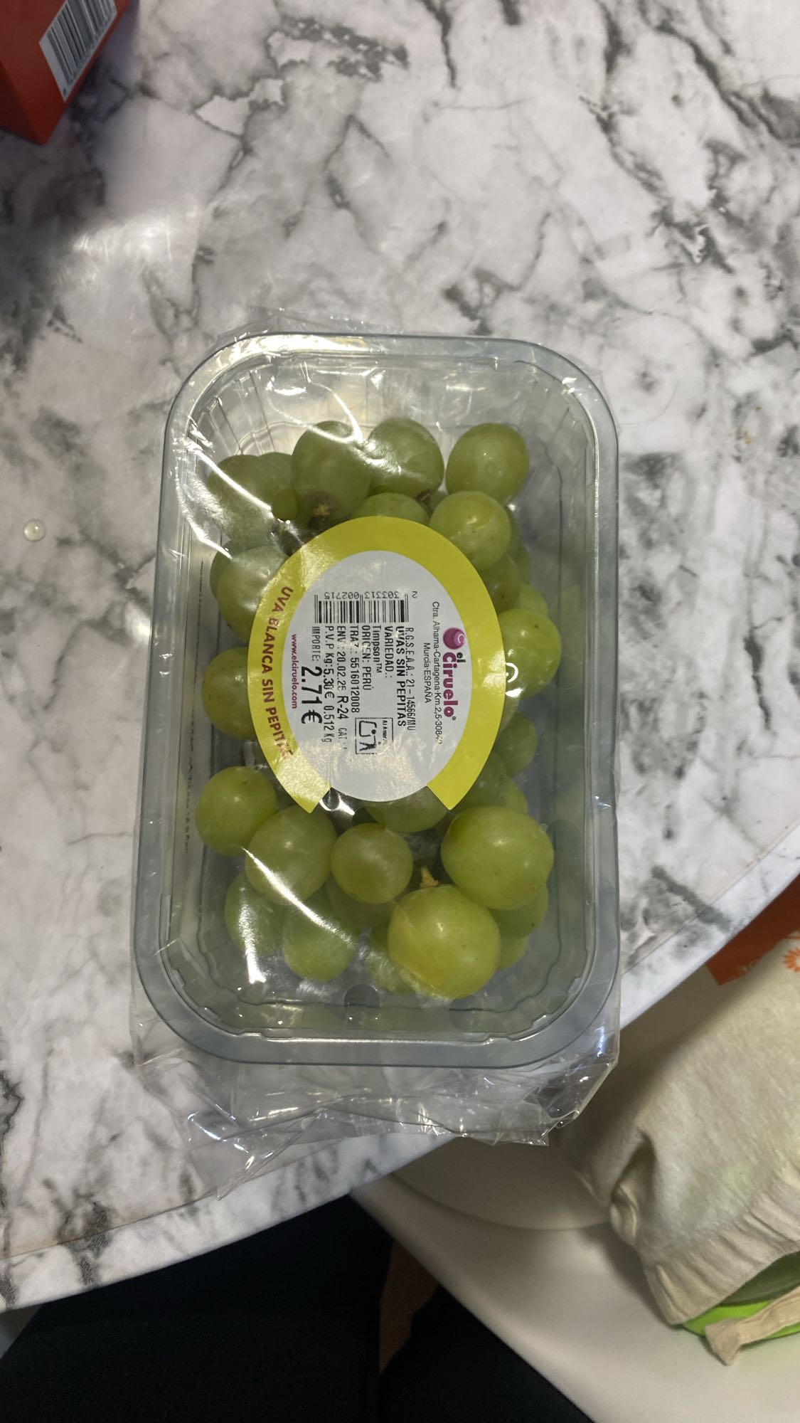 Uvas blancas sin pepitas