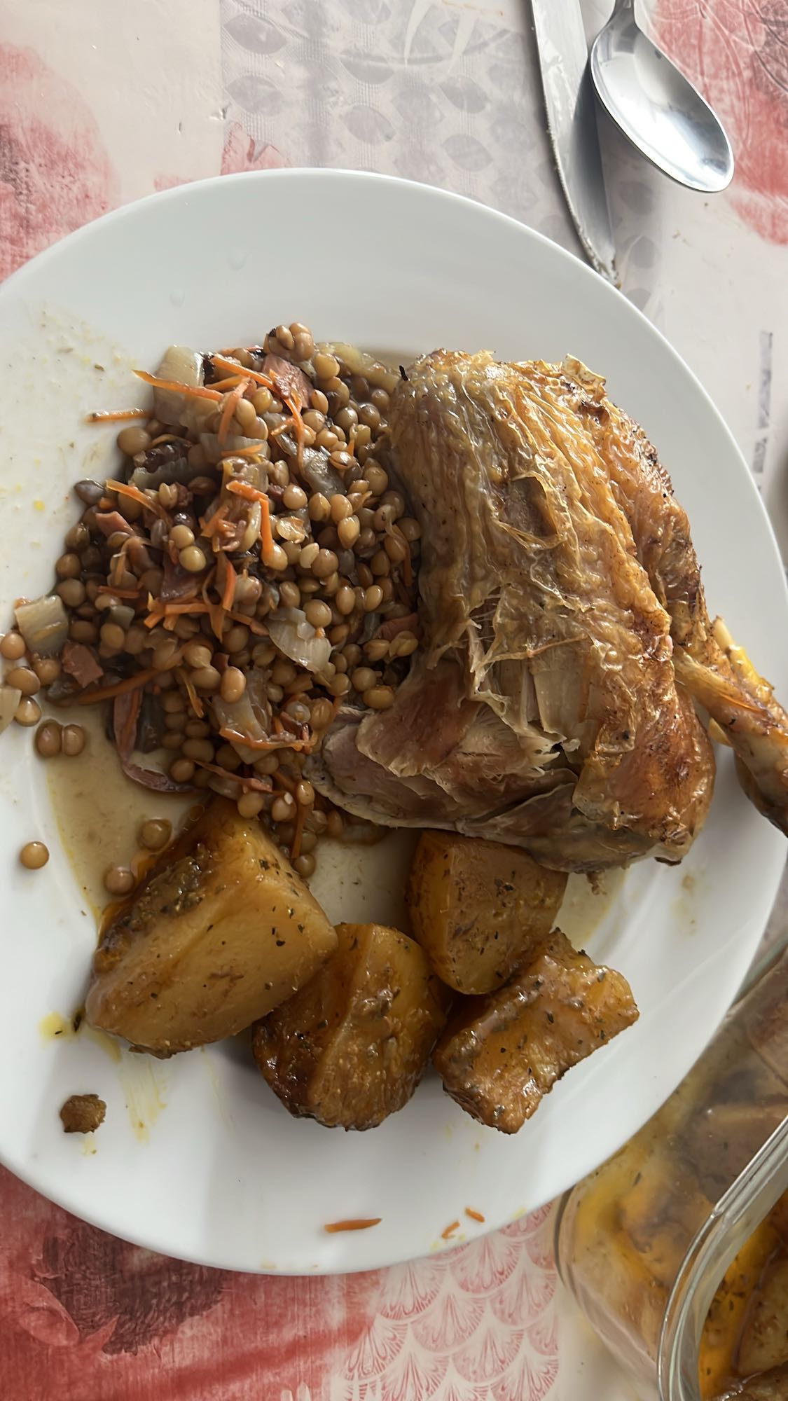 Poulet rôti avec lentilles