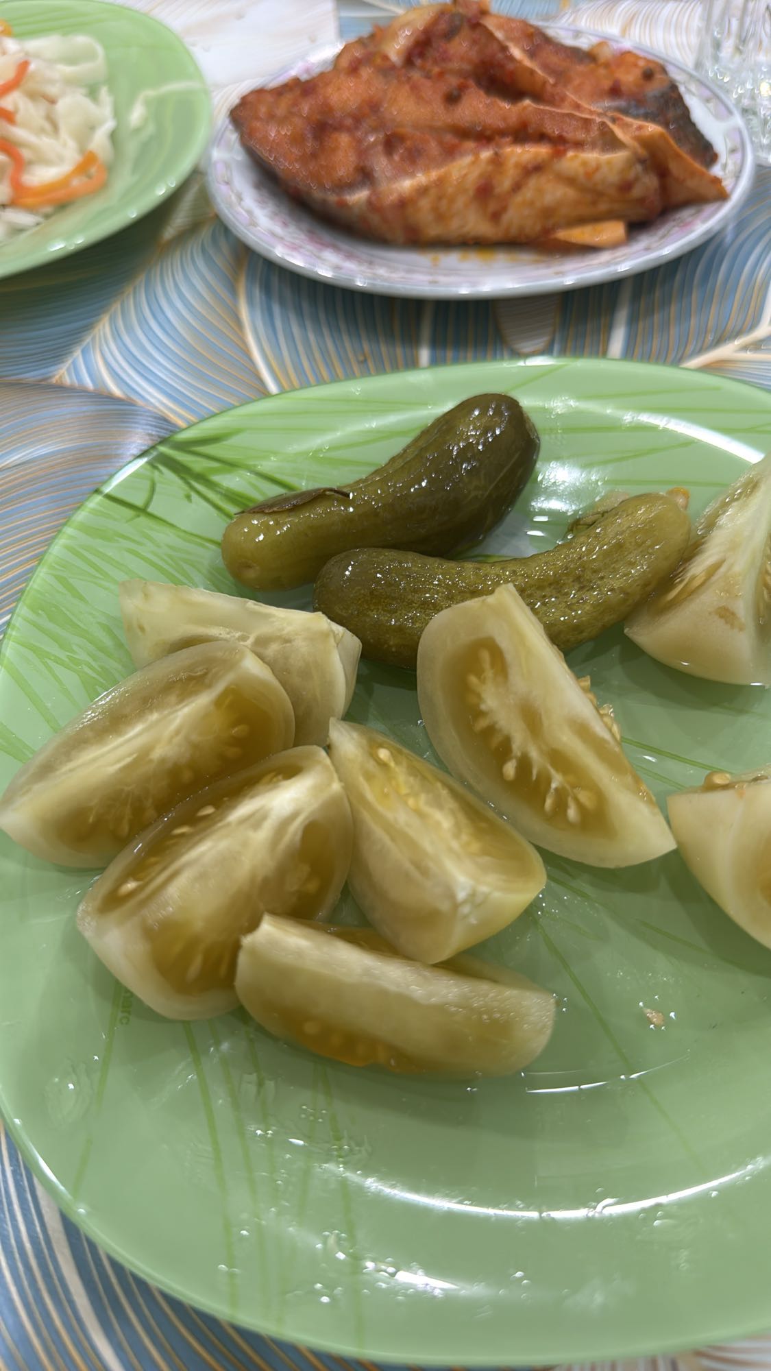 Маринованные овощи с рыбой