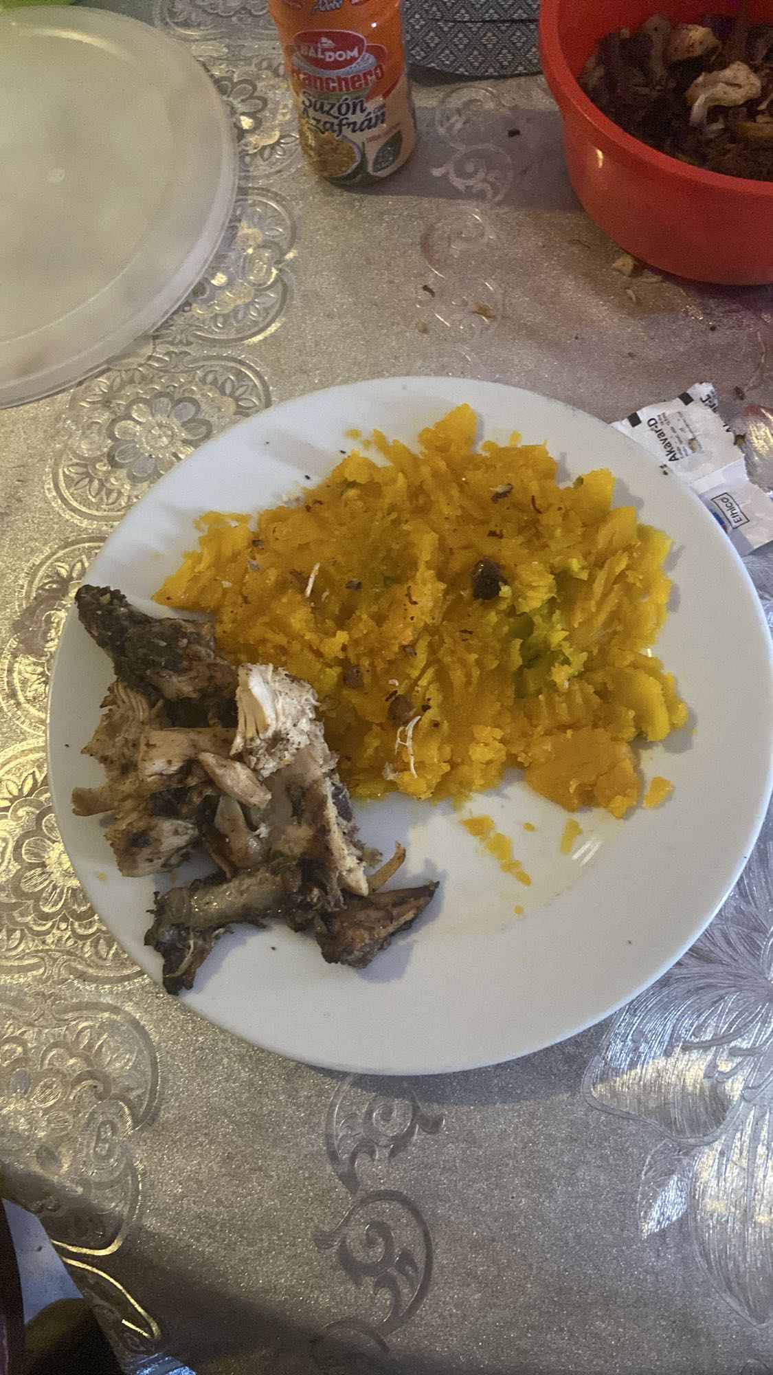 Pollo asado con puré