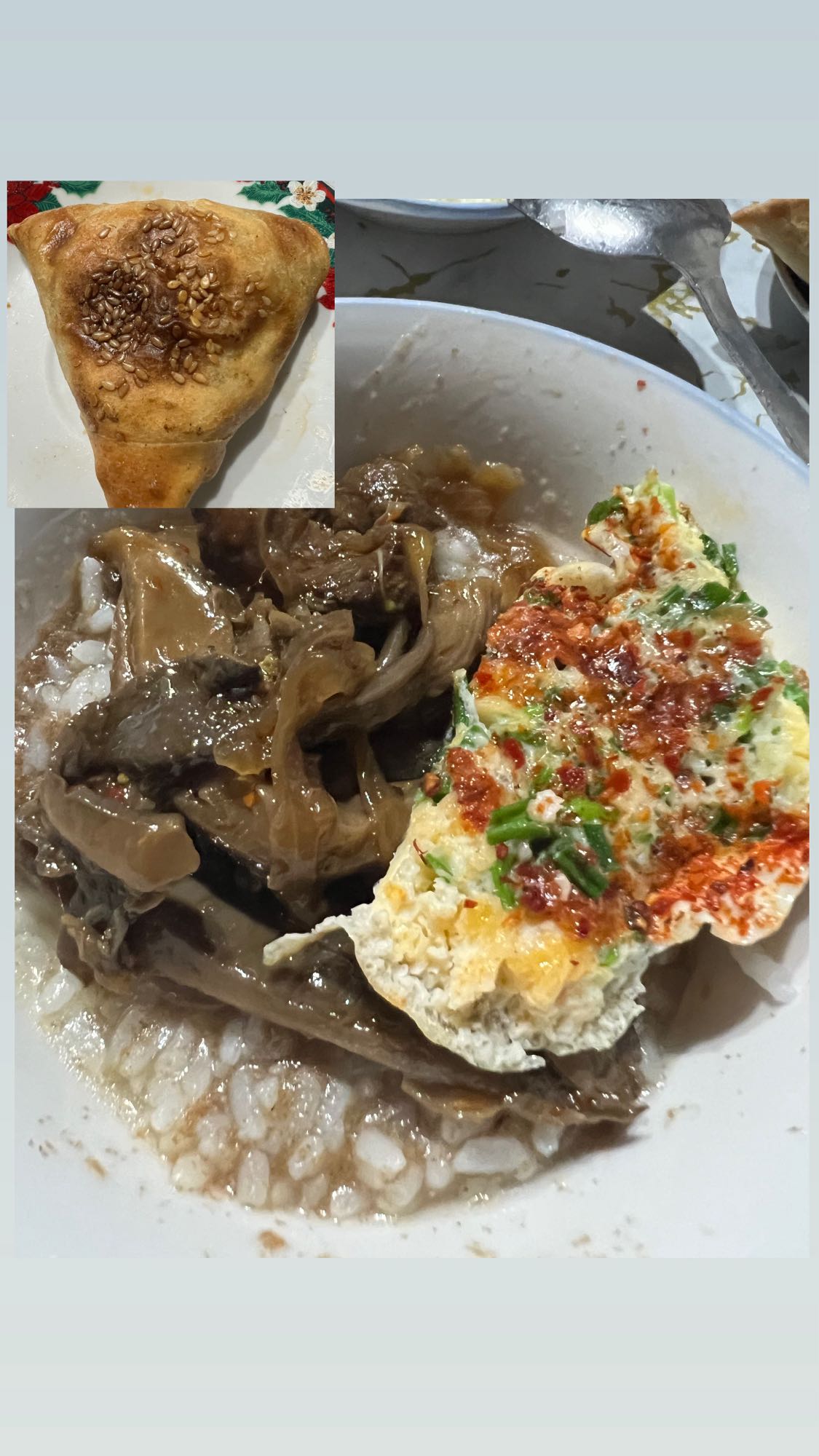 Рис с мясом и яйцом