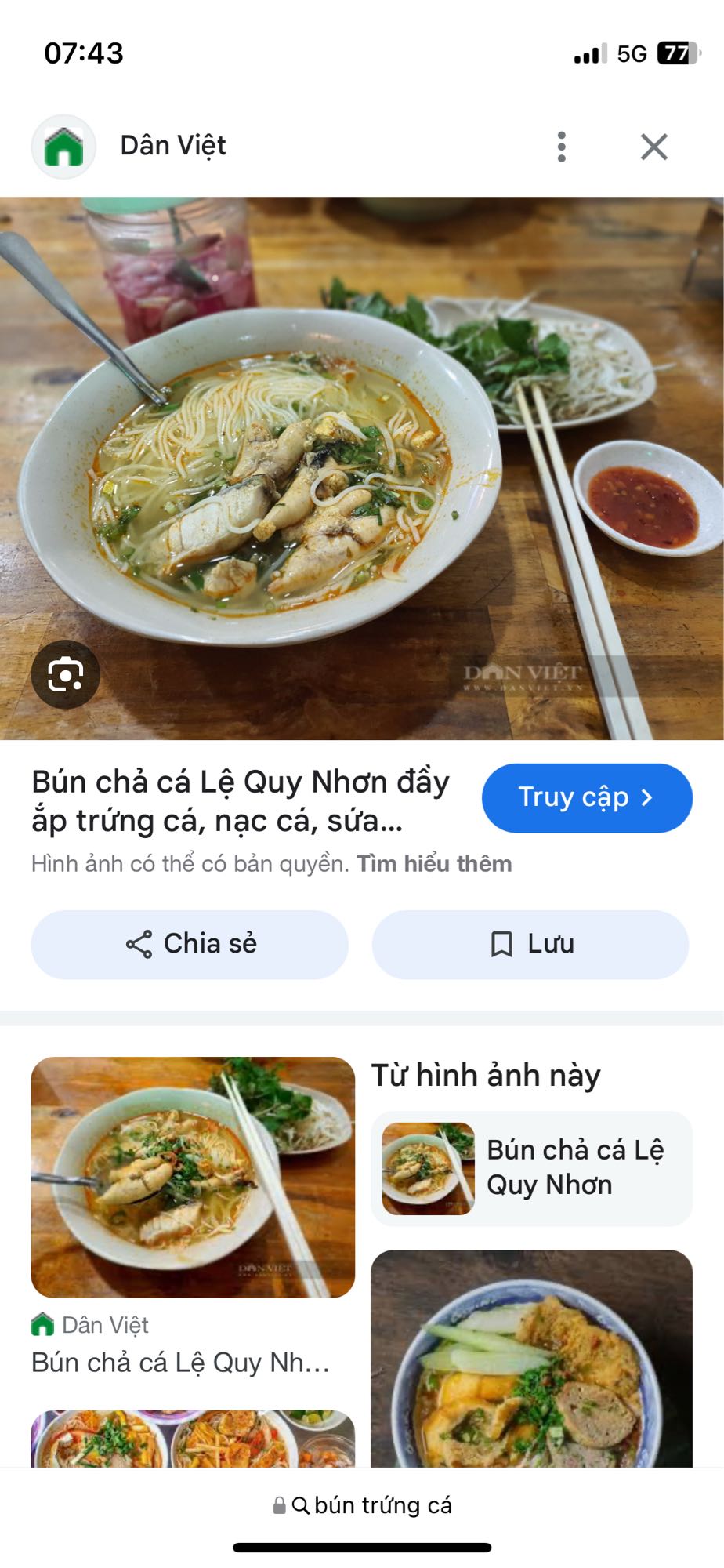 Bún chả cá Lệ Quy Nhơn