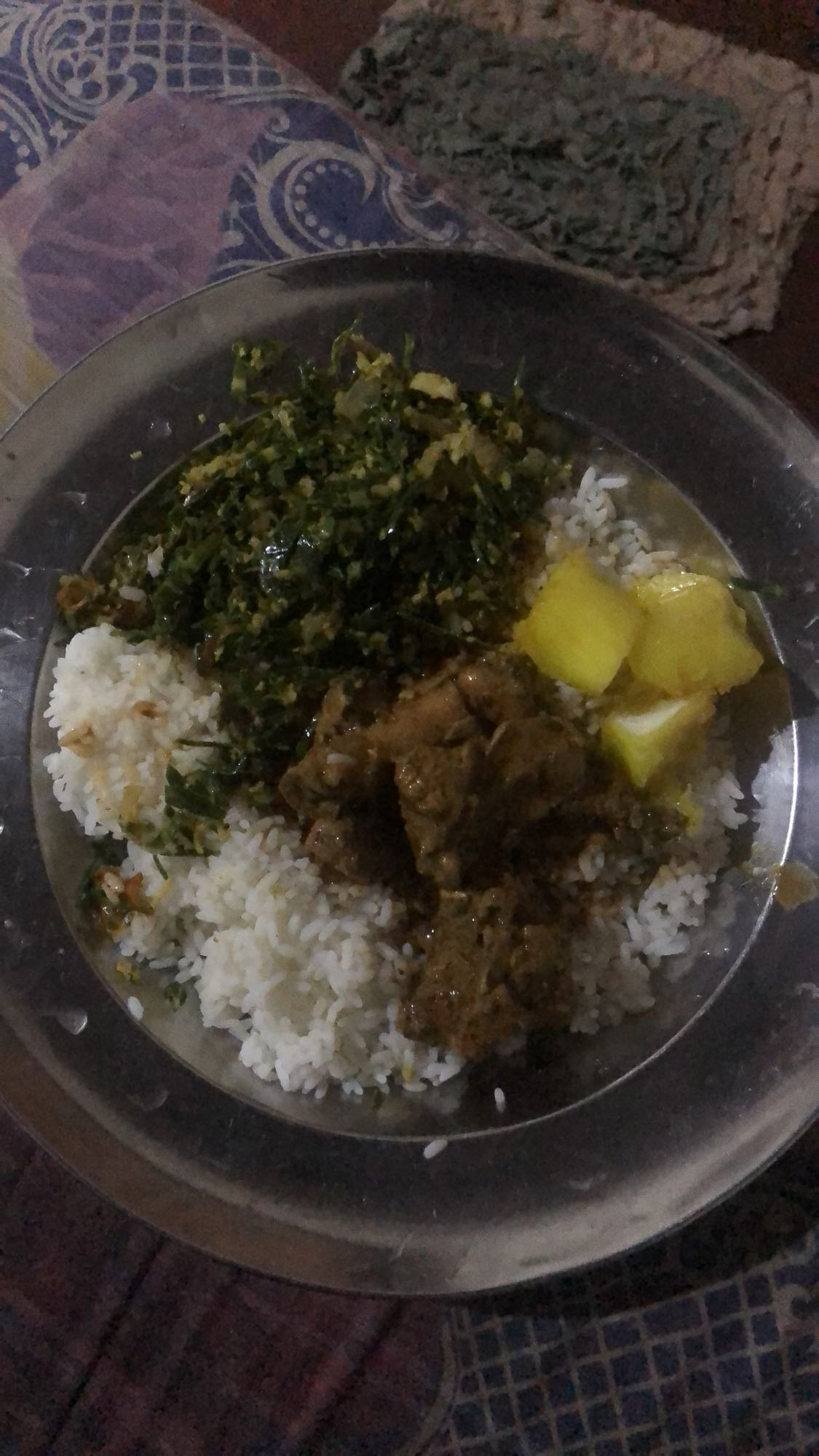 Rice with greens and meat