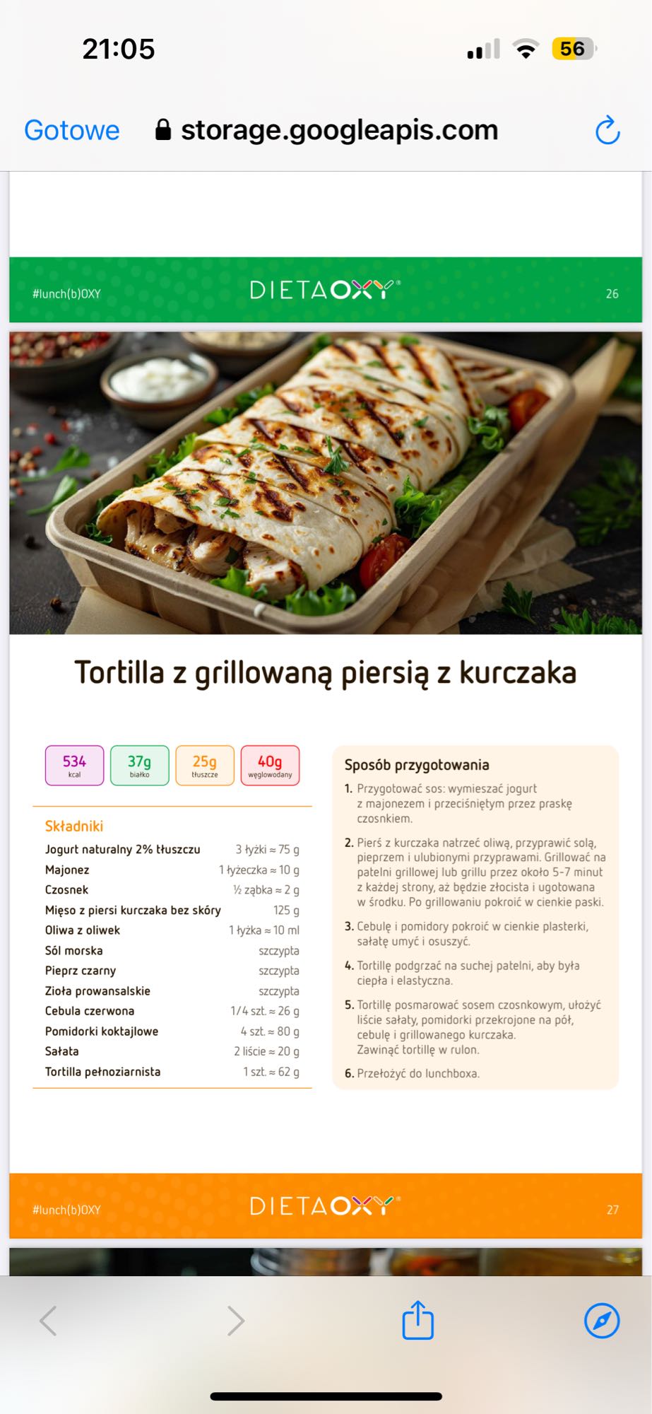 Tortilla z grillowaną piersią