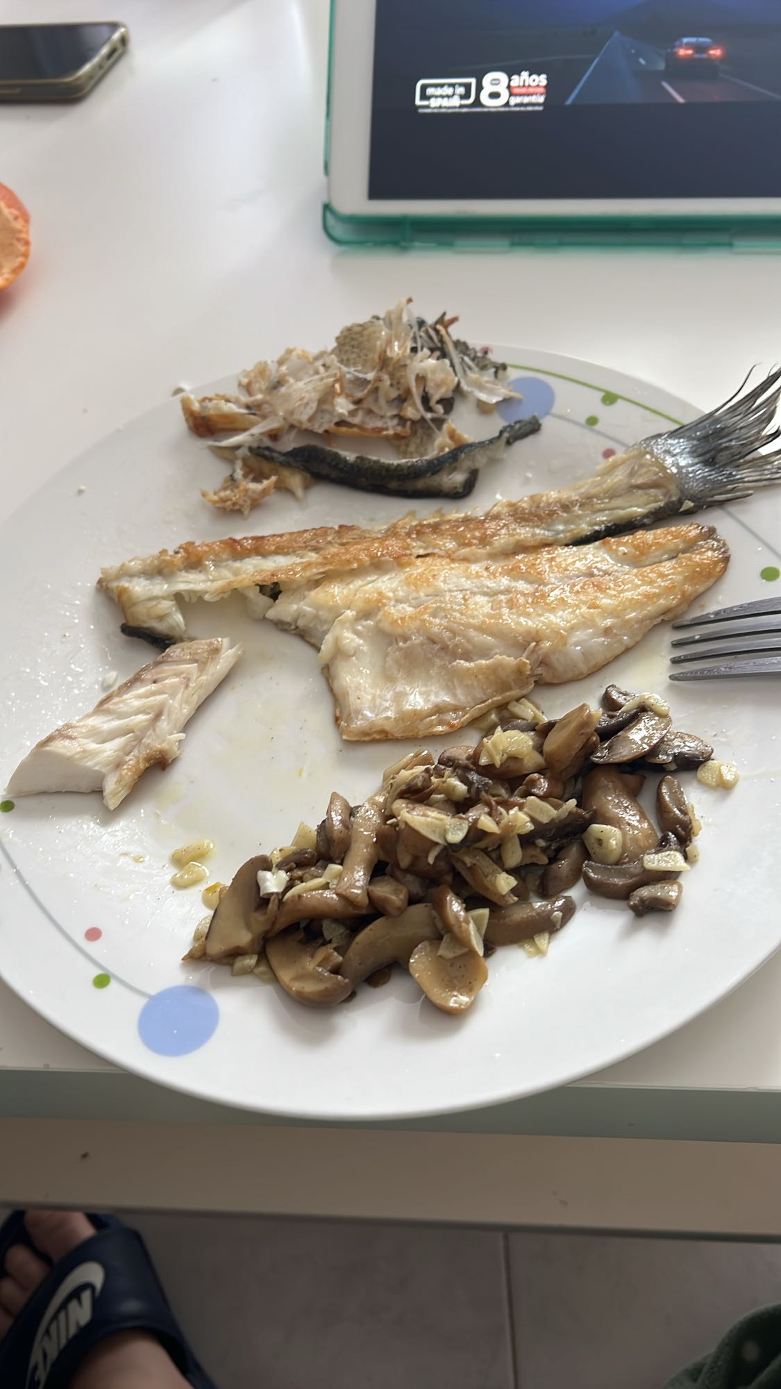 Pescado con setas