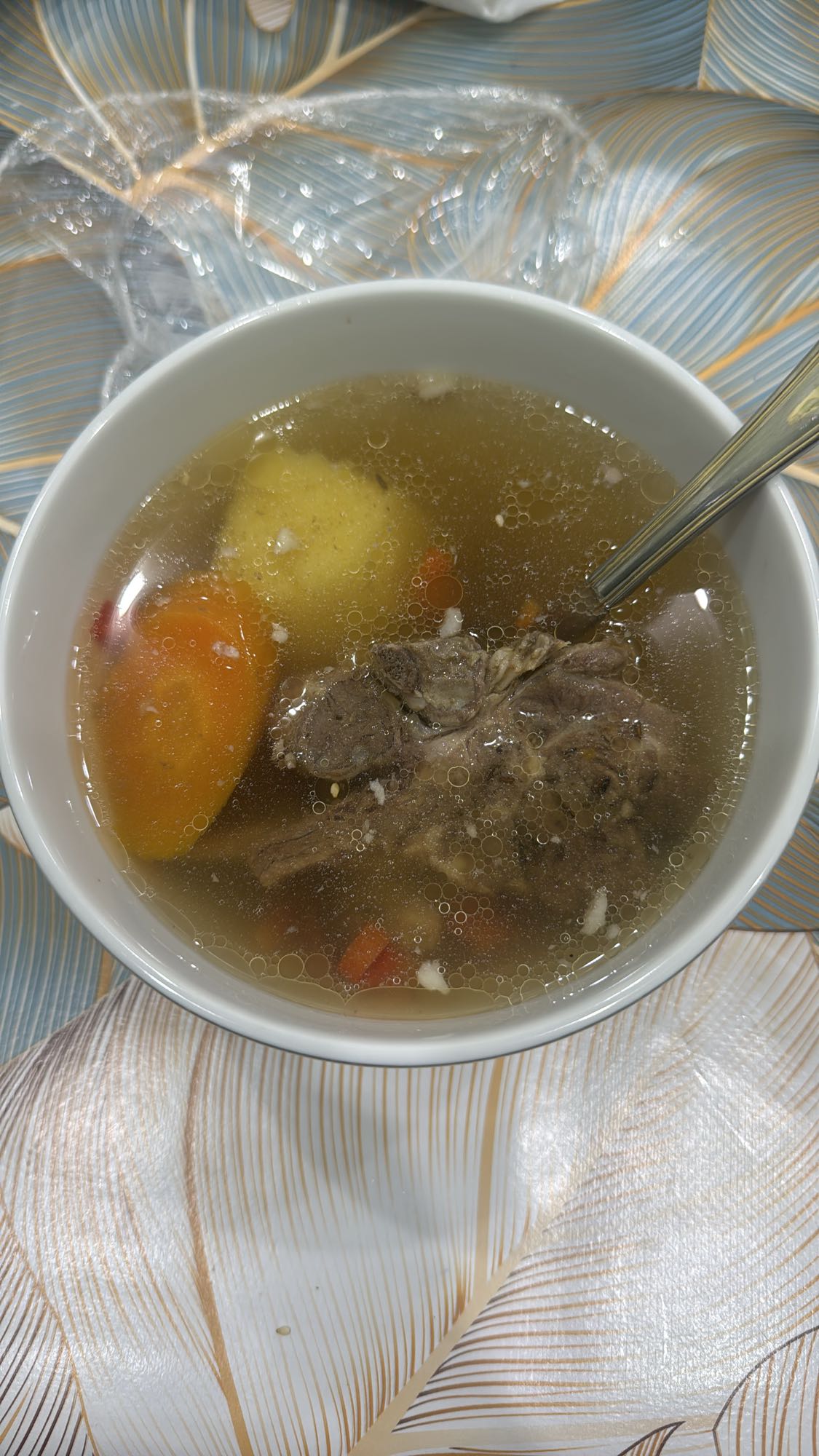 Бульон с мясом и овощами