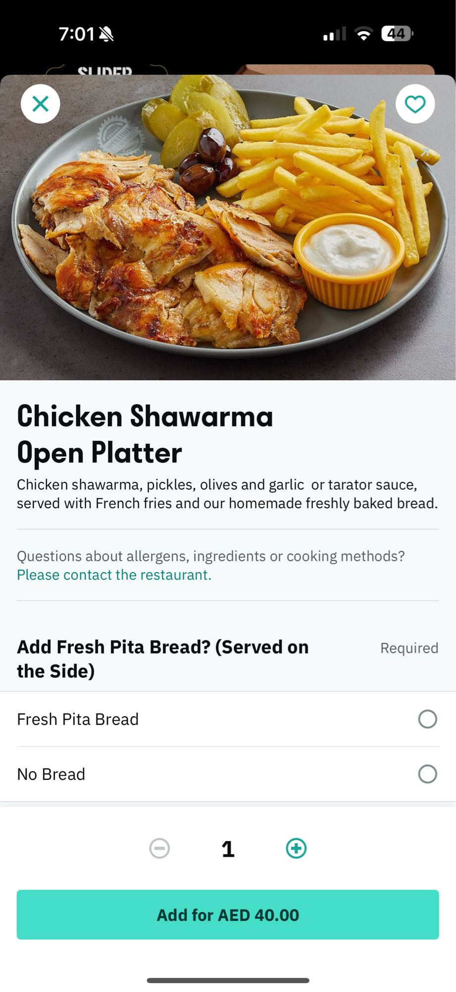 Chicken Shawarma Platter