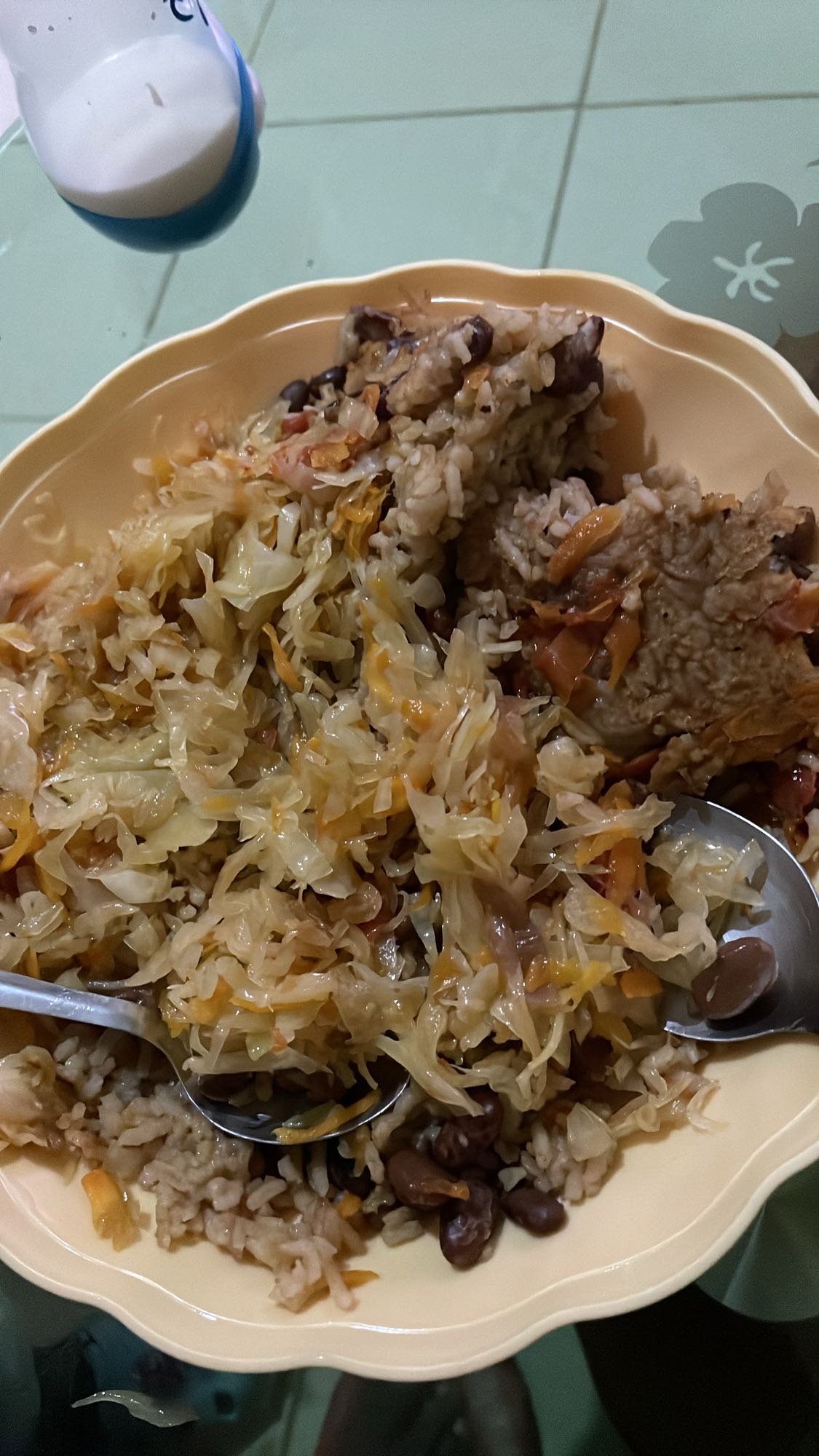 Rice with beans and cabbage