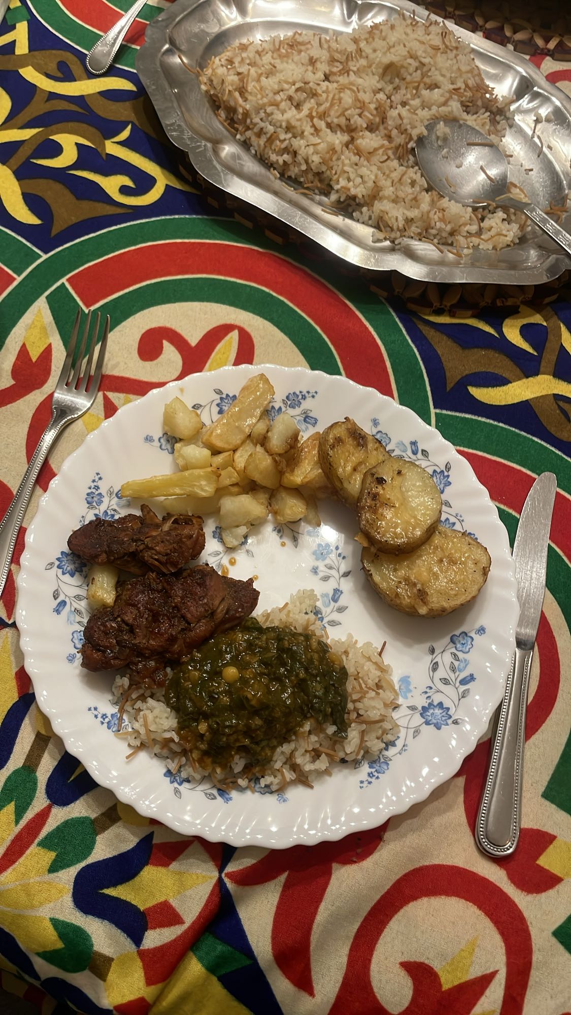 Rice with Molokhia and Meat