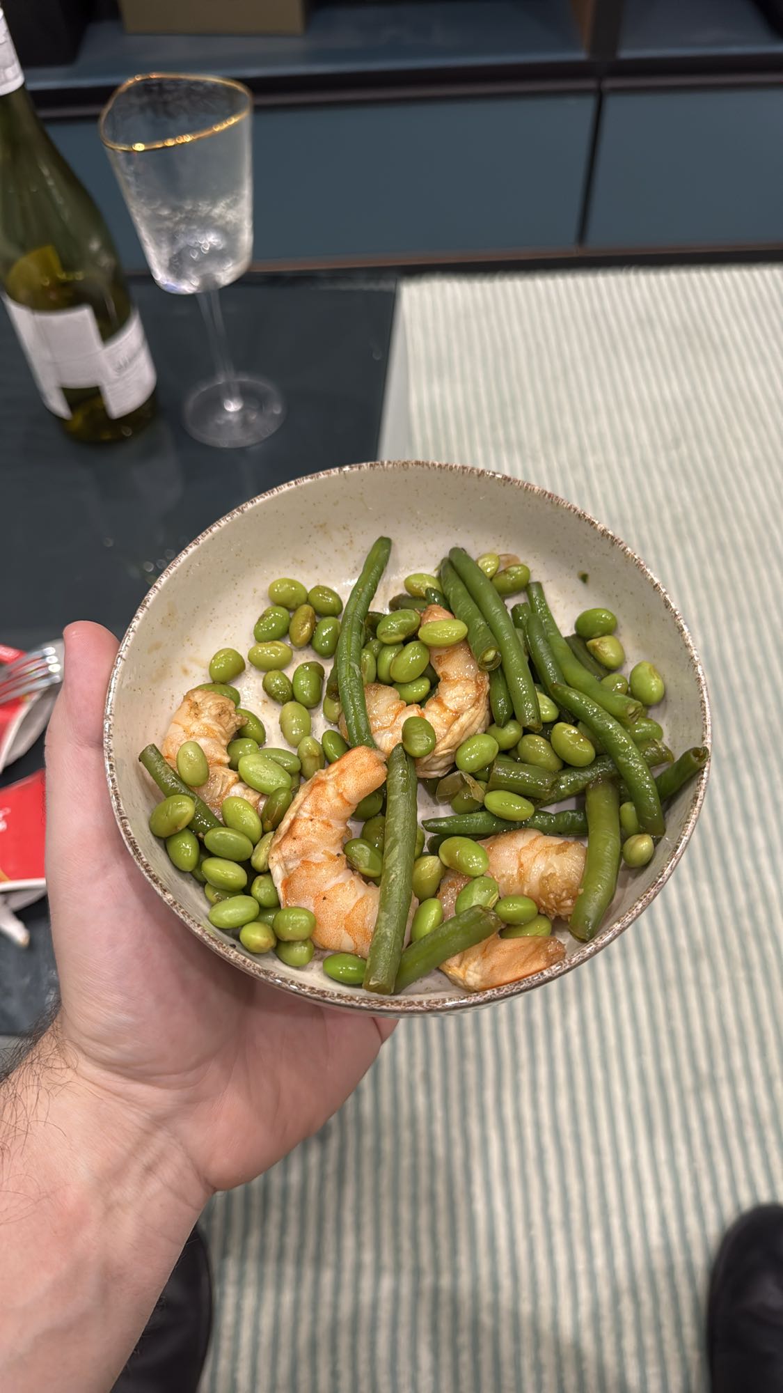 Креветки с овощами
