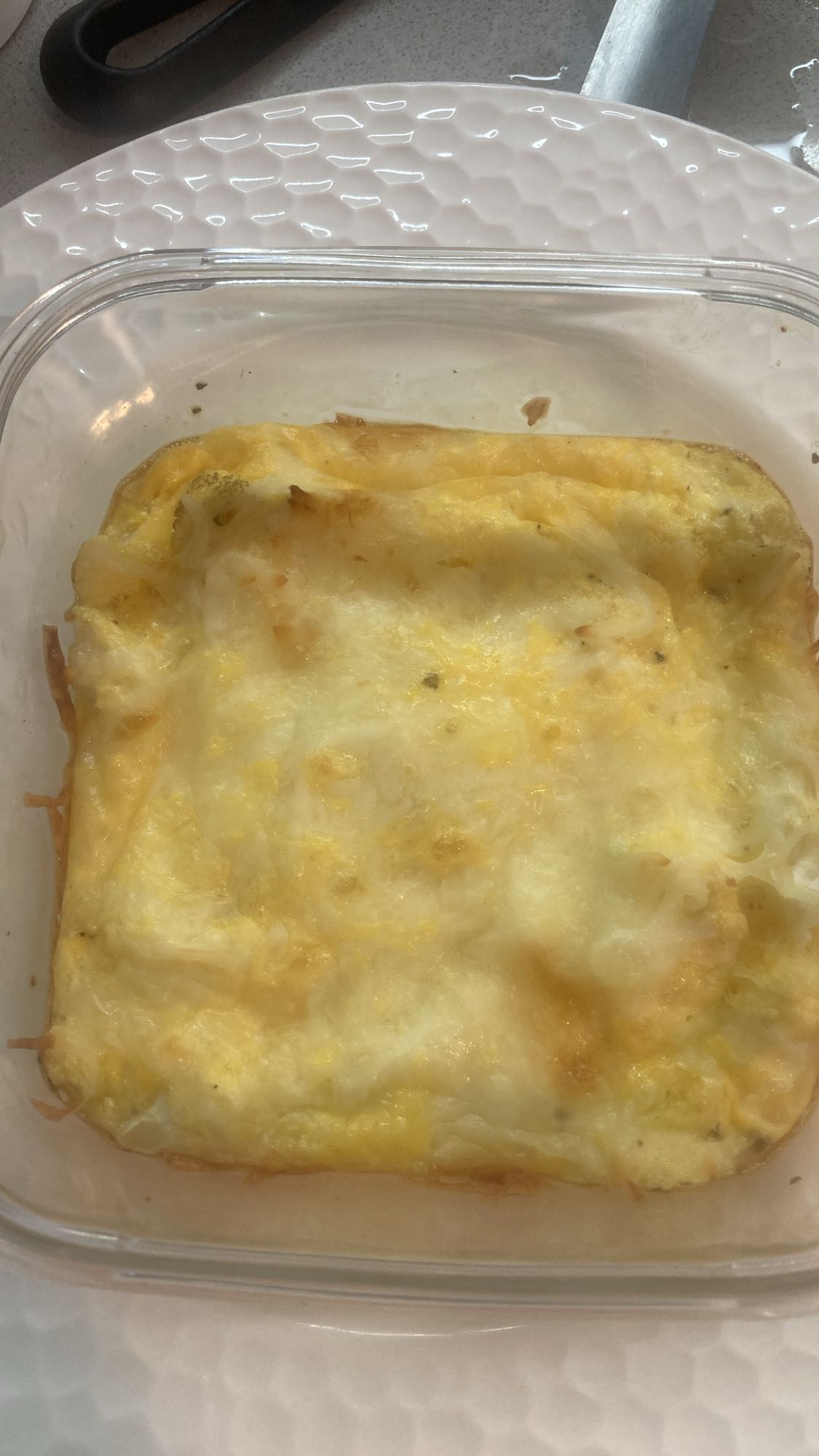 Lasaña de huevo y queso