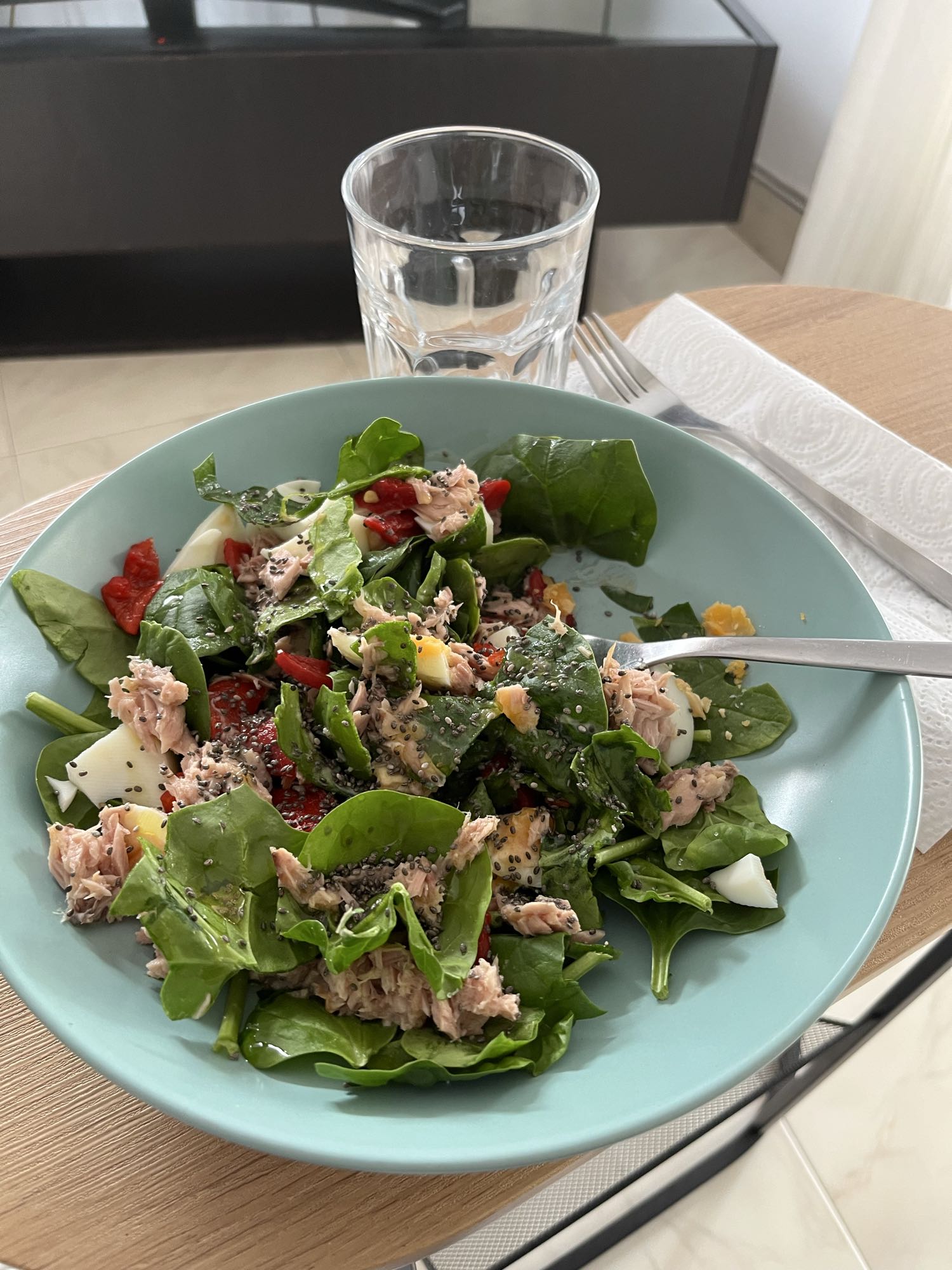 Ensalada de atún y espinaca