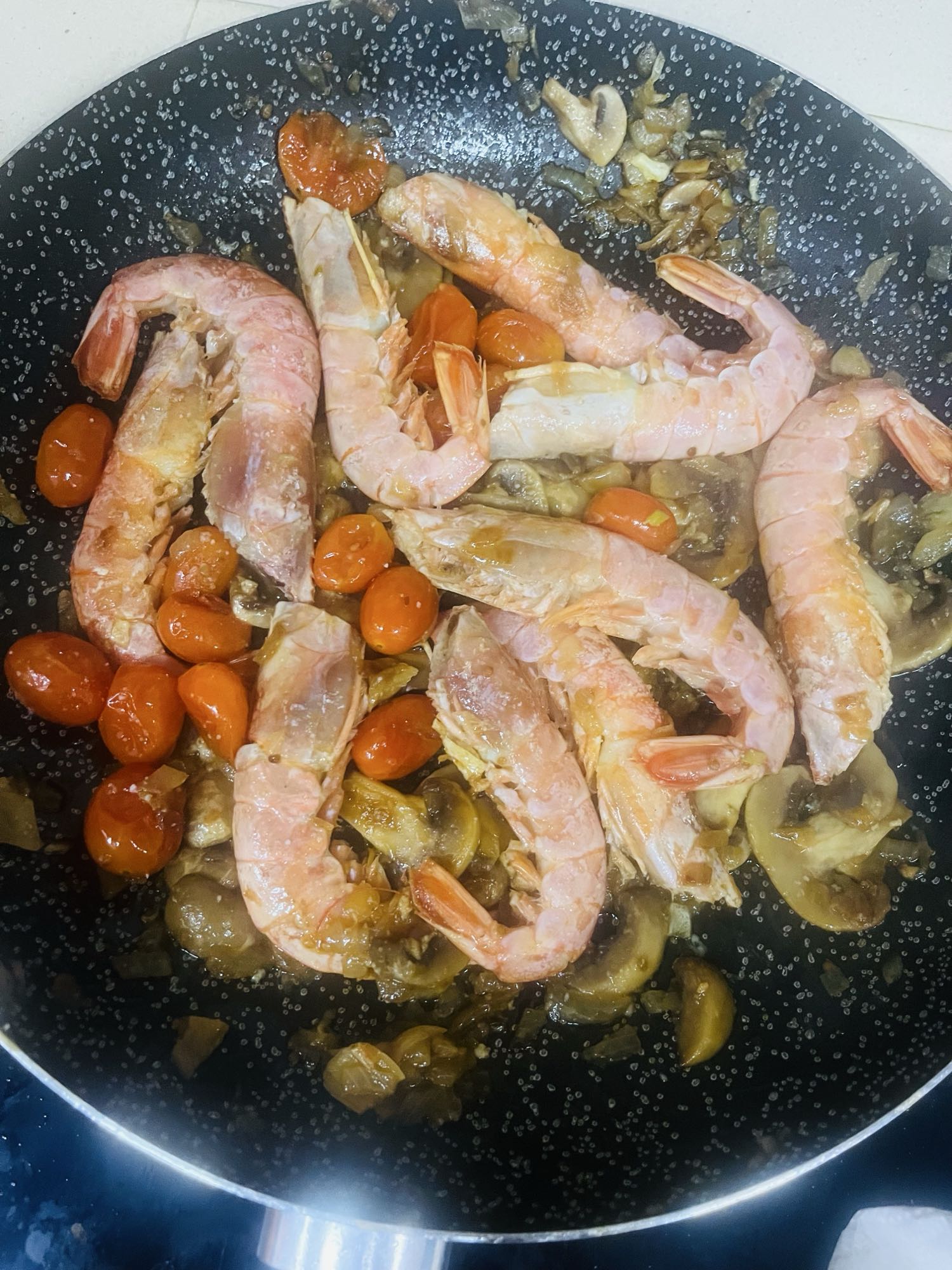 Gambas salteadas con verduras