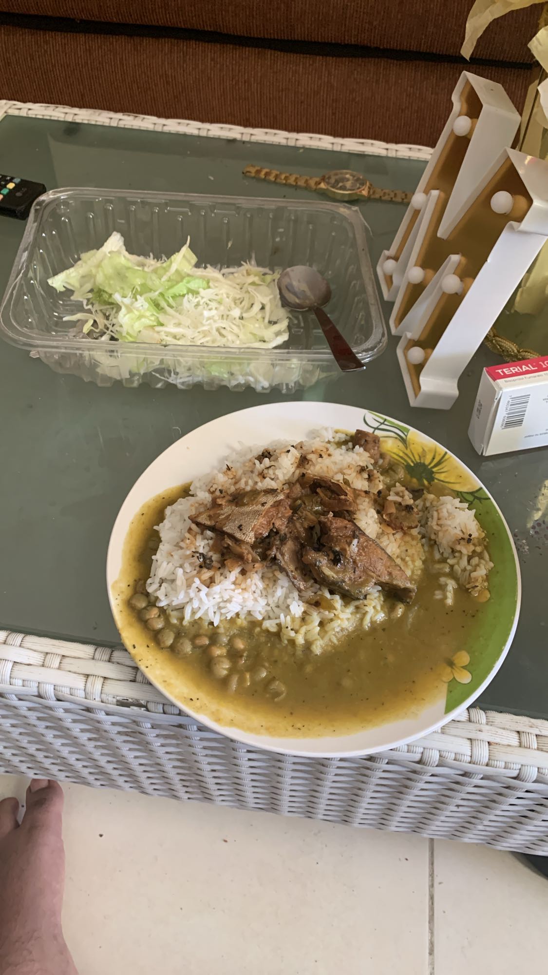 Arroz con menestra y carne