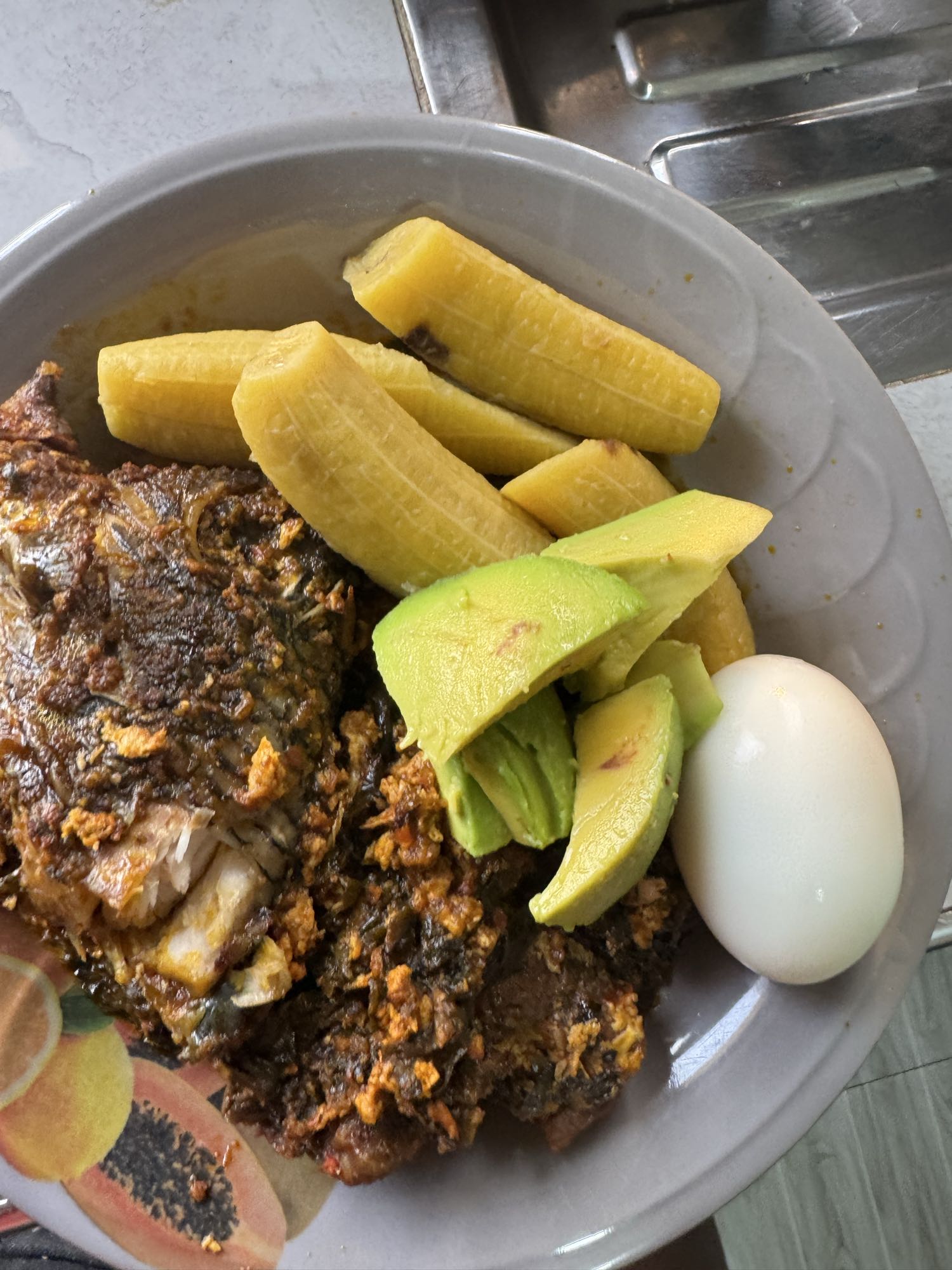Boiled Plantain with Fish