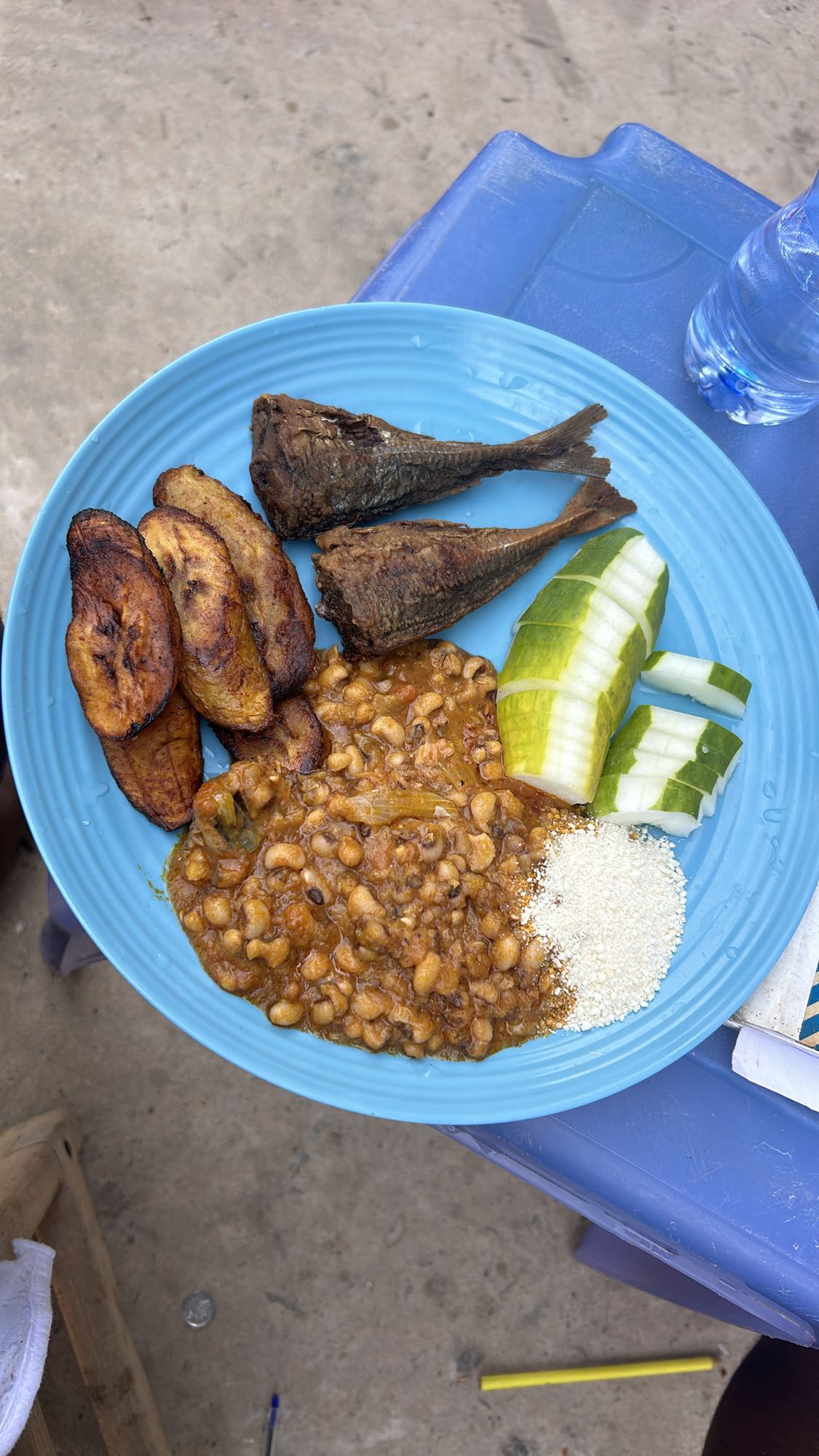 Beans with fried plantain