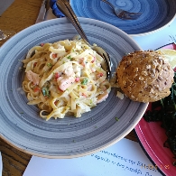 Shrimp Pasta with Bread