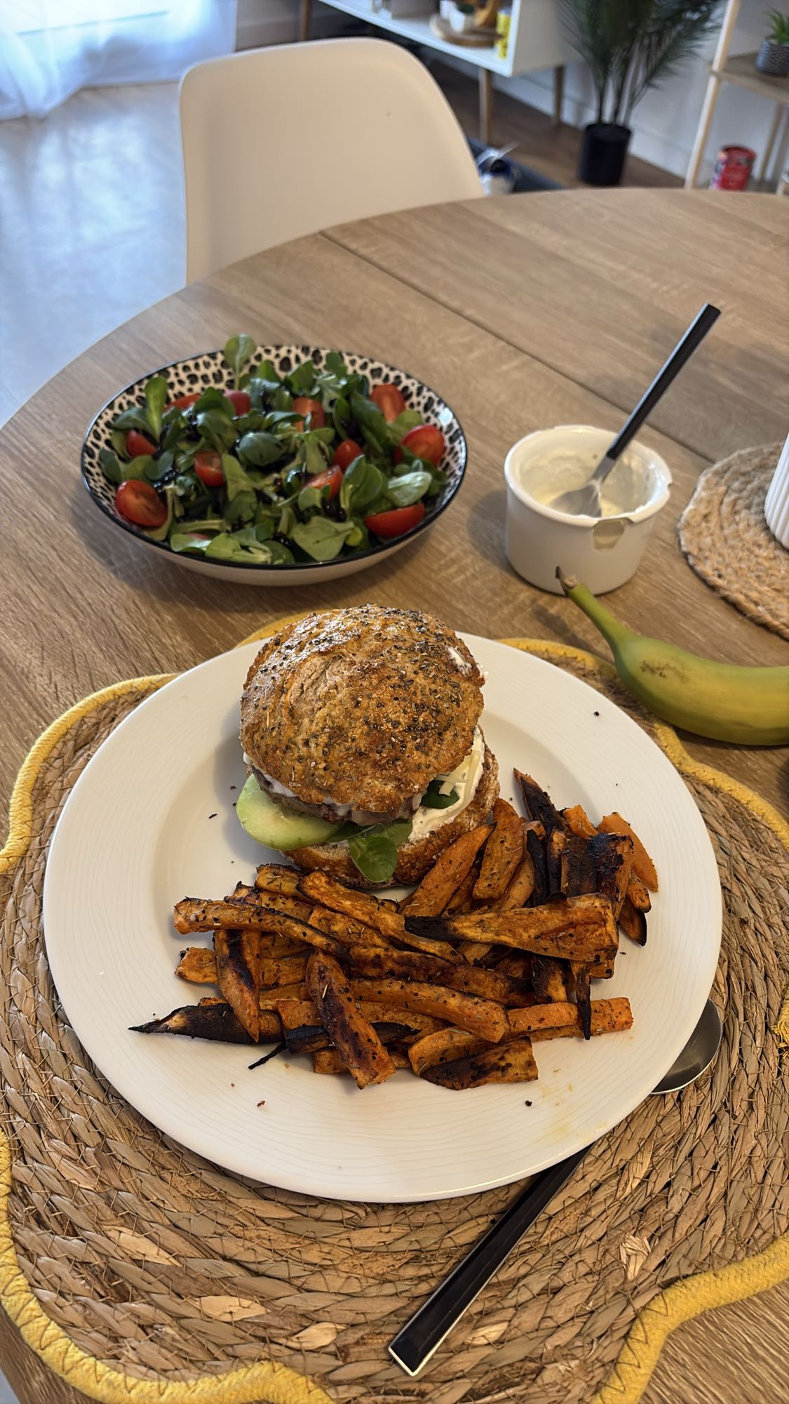 Burger santé avec frites