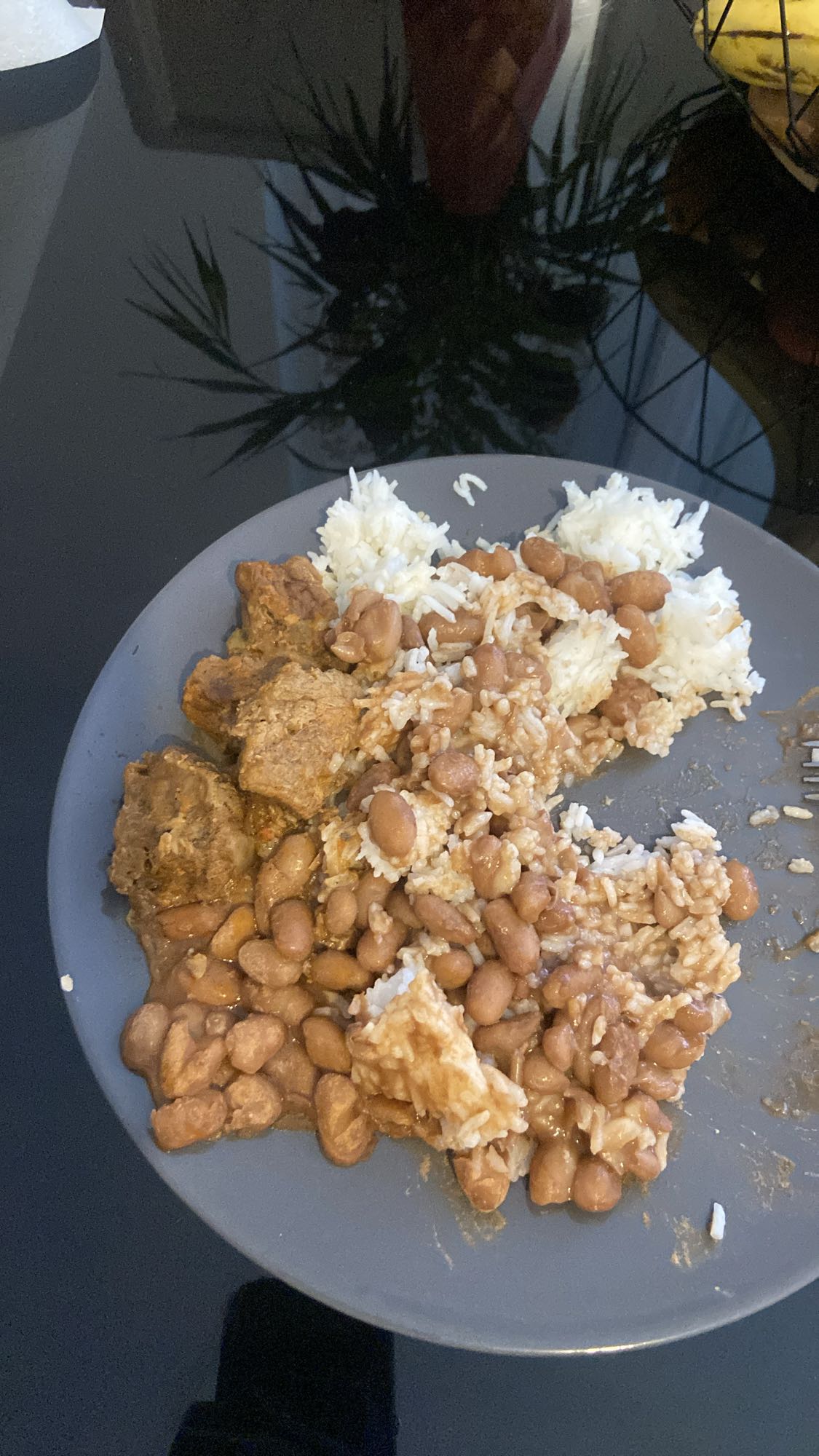 Riz aux haricots et viande