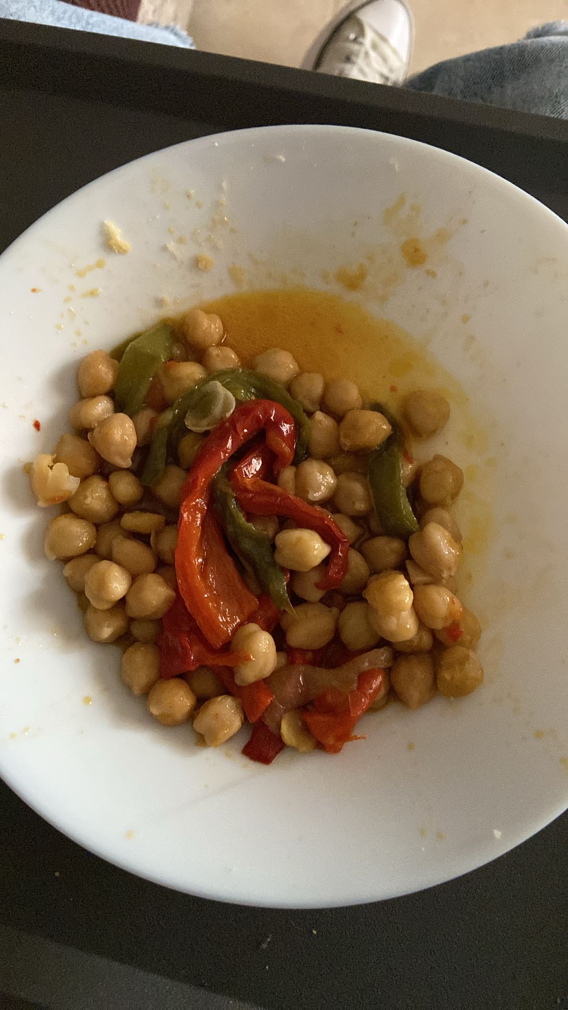 Garbanzos con pimientos