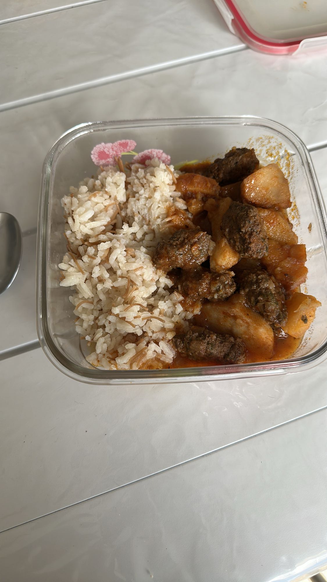 Rice with meat and potatoes