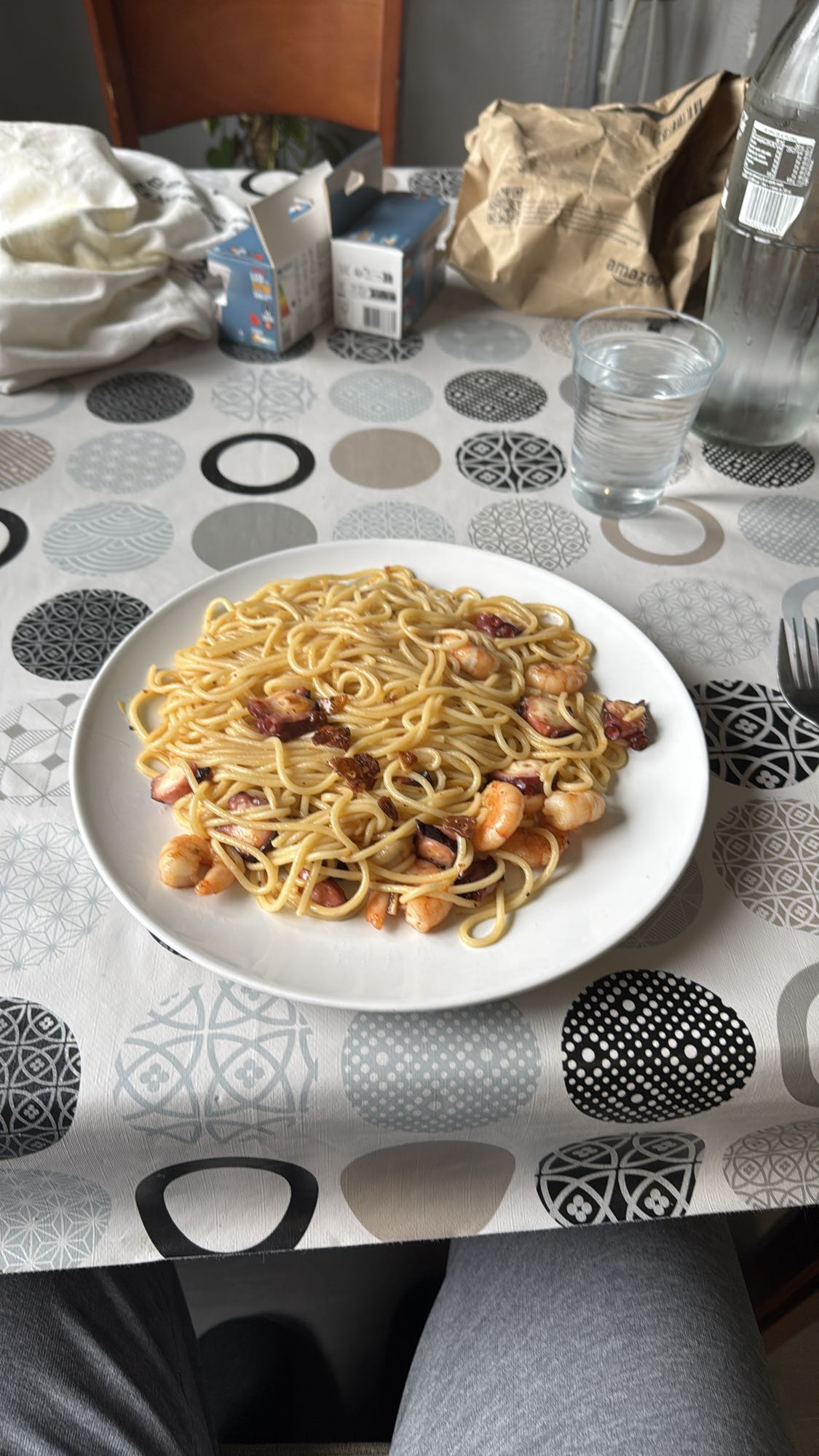 Espaguetis con mariscos