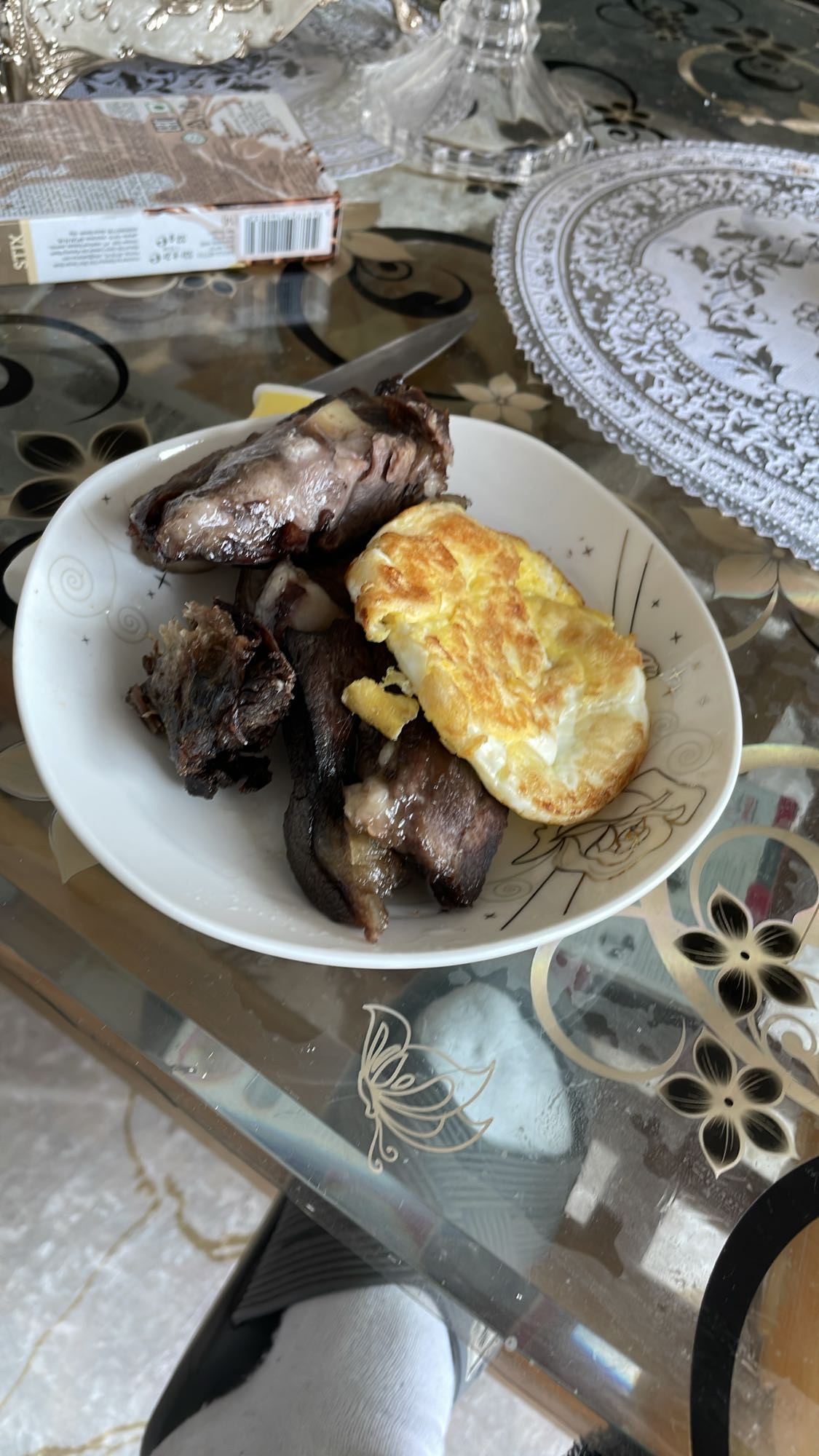 Grilled Meat with Fried Egg