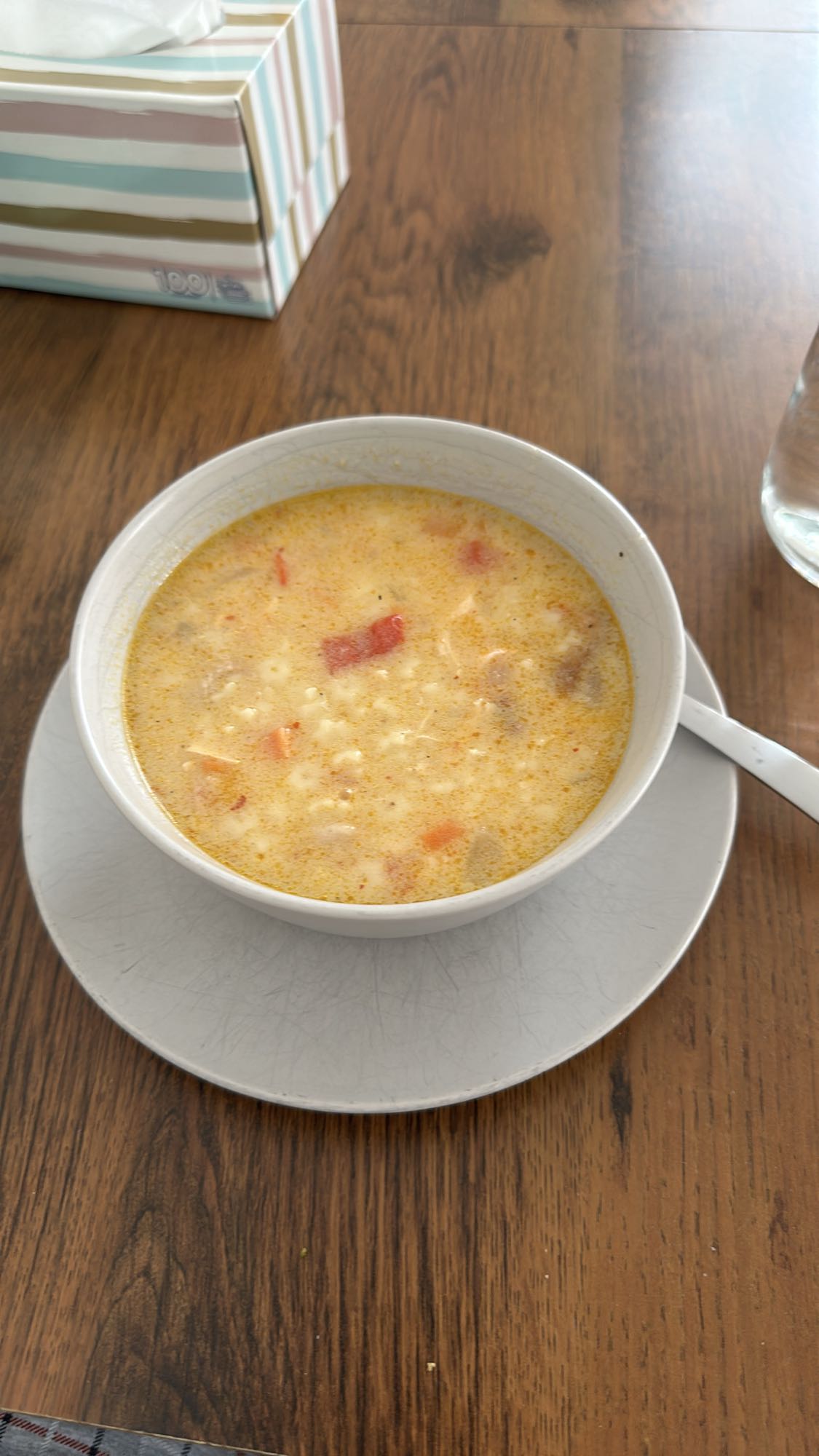 Sopa cremosa de pollo