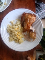 Pollo asado con arroz