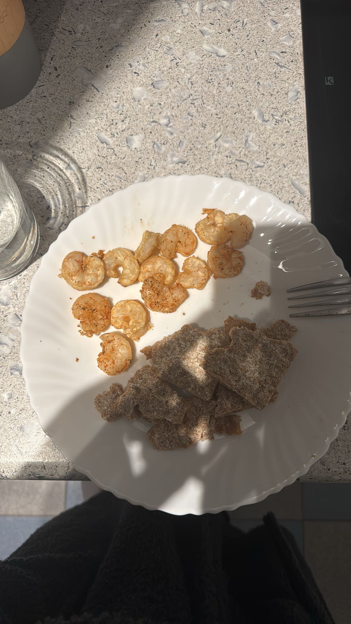 Camarones con pan crujiente