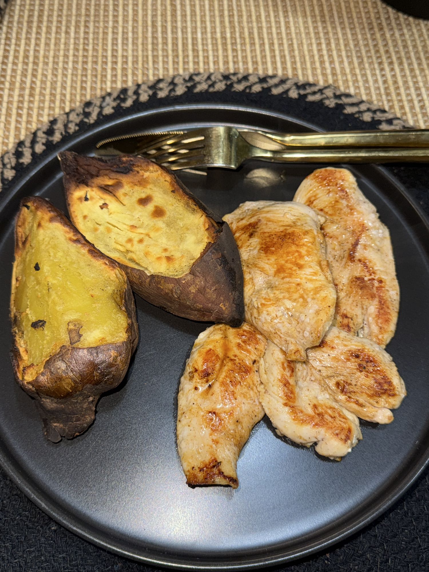 Pollo a la plancha con camote