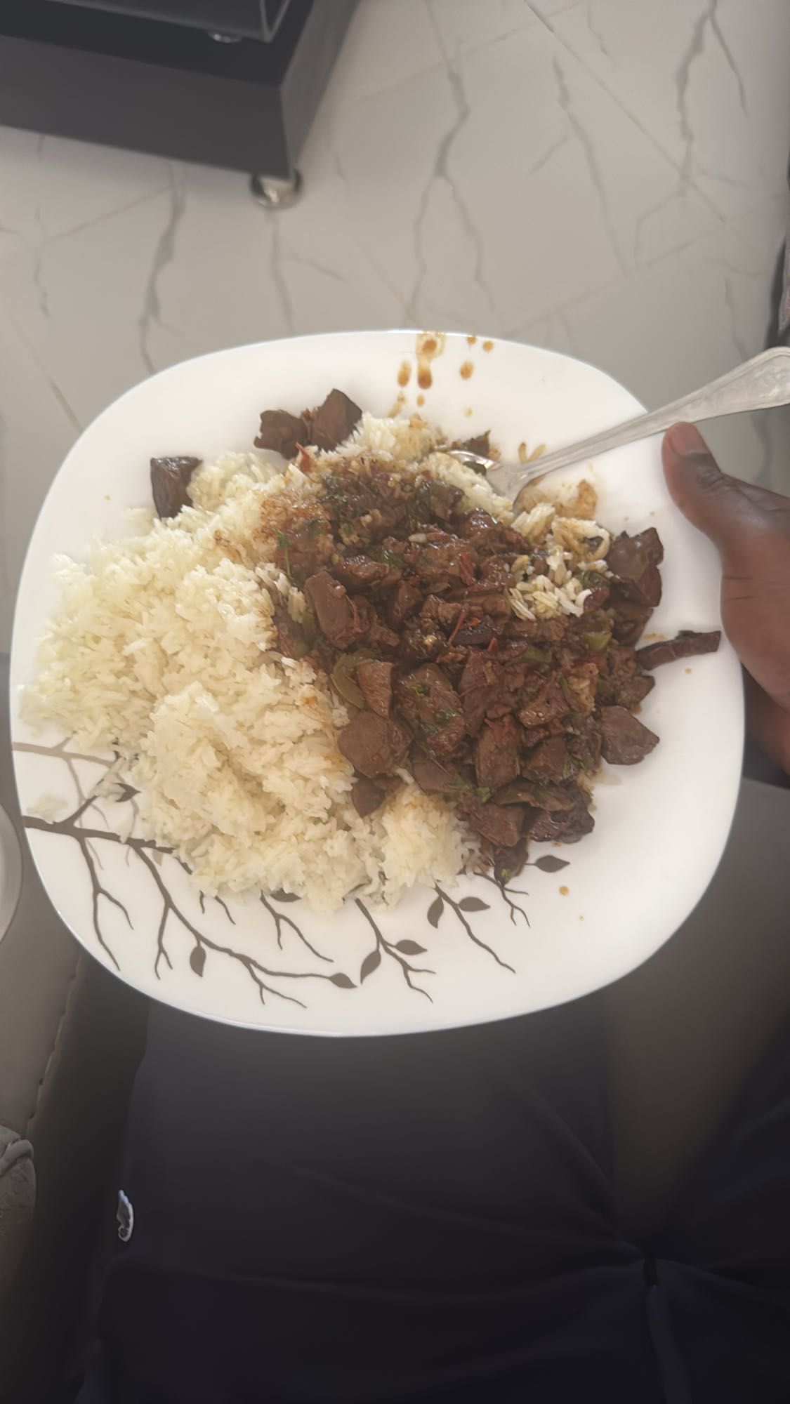 Rice with beef liver