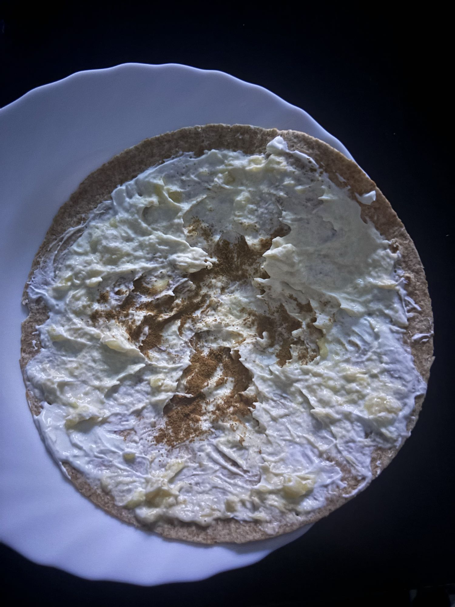 Tortilla con yogur y canela
