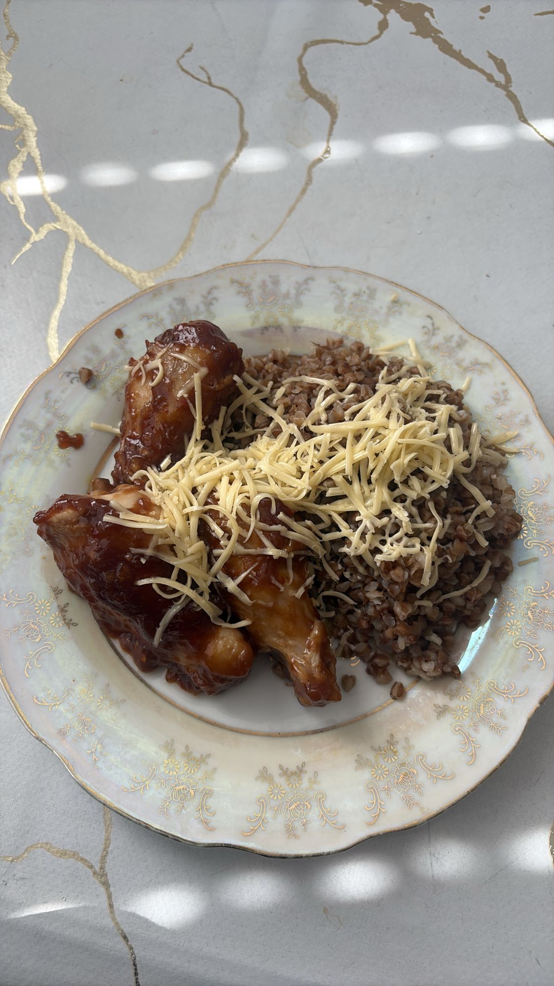 Гречка с курицей и сыром