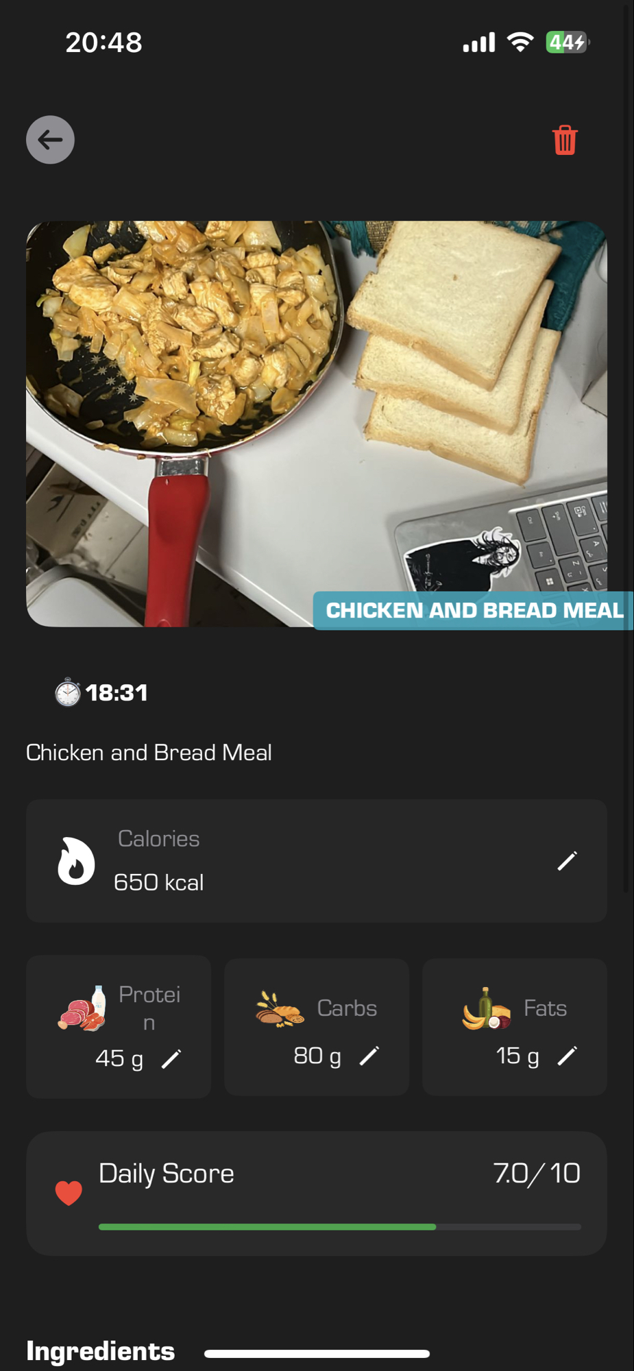 Chicken and Bread Meal