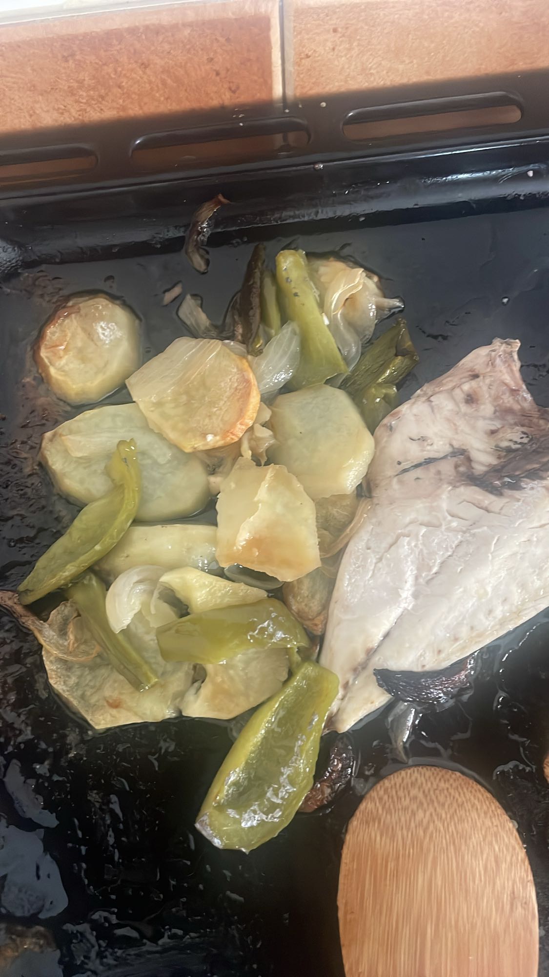 Pescado al horno con verduras