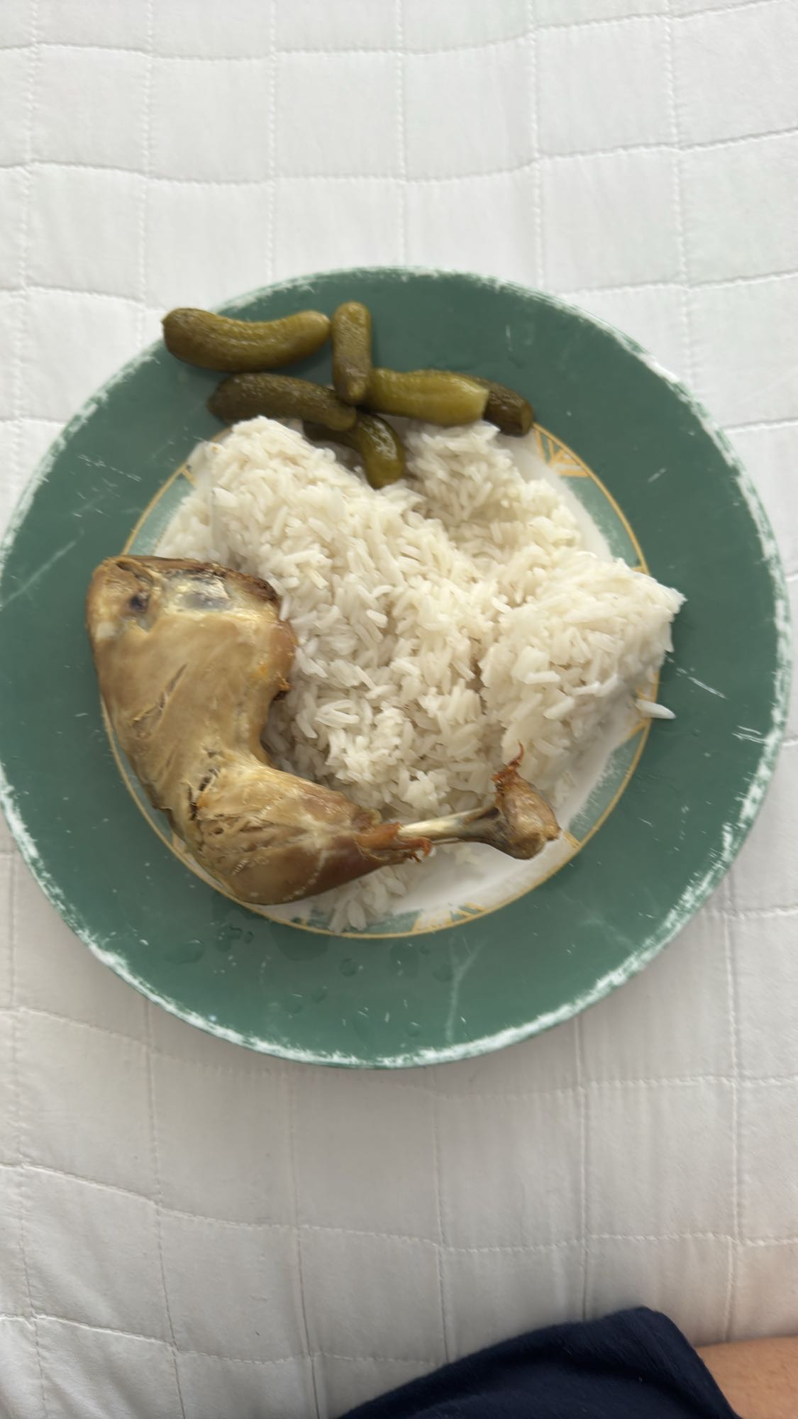 Kurczak z ryżem i ogórkami