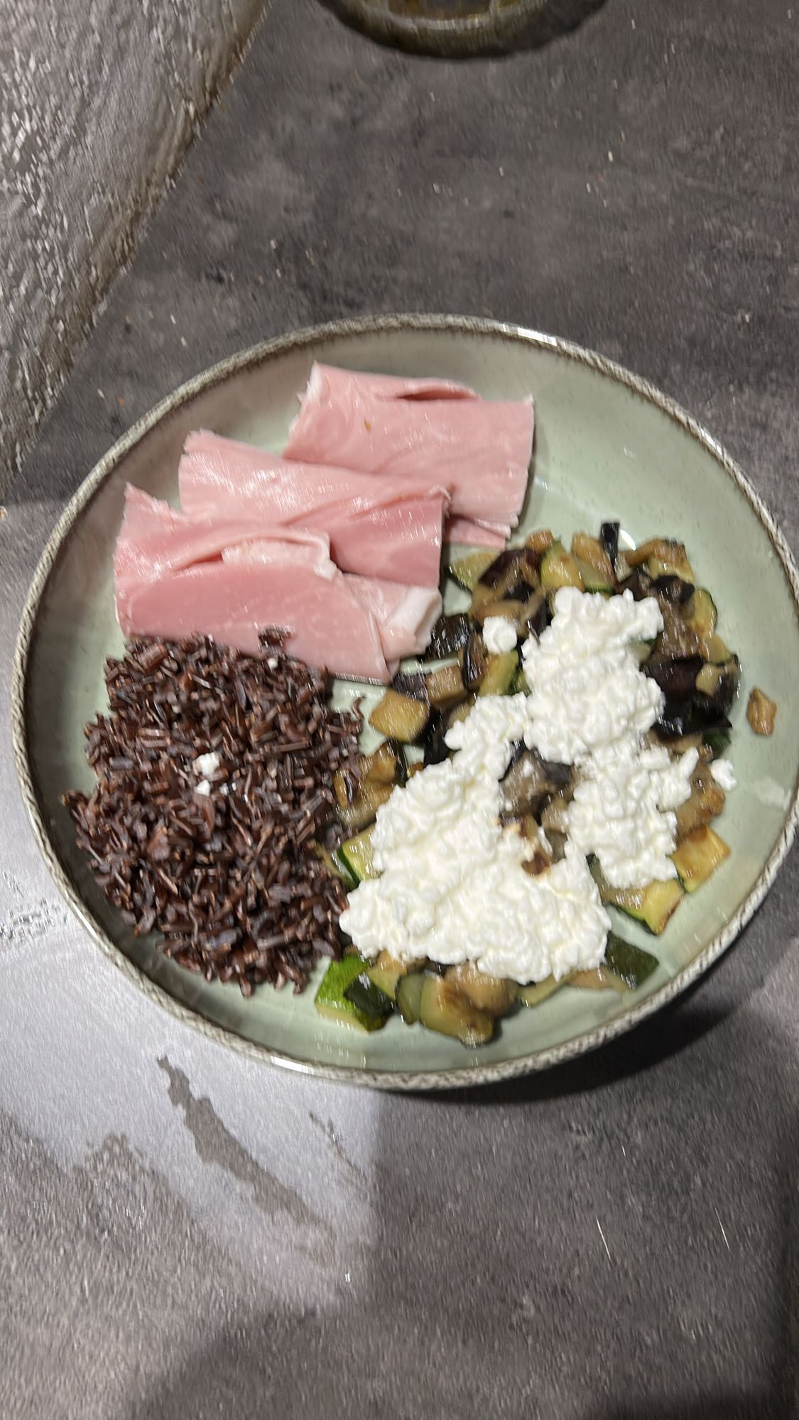 Riz noir et jambon
