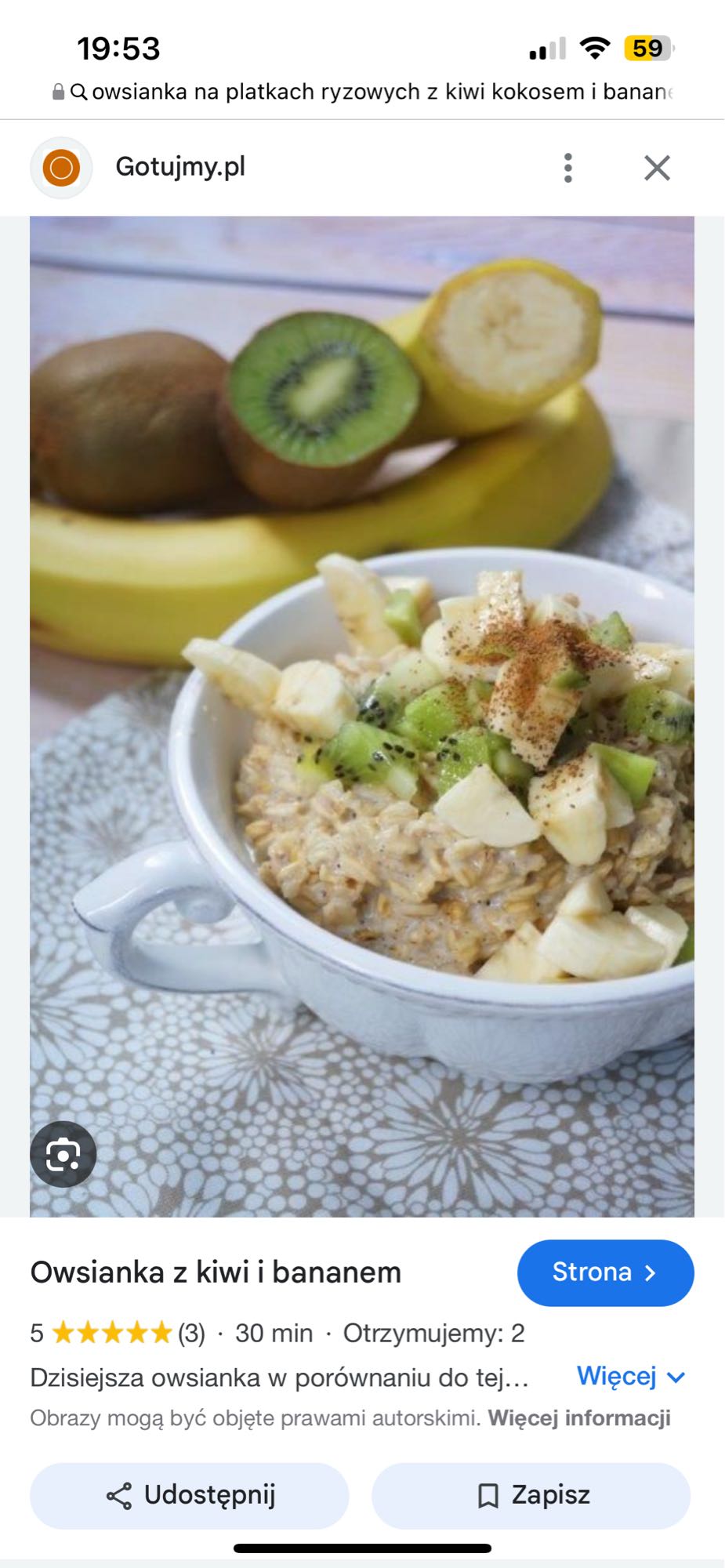 Owsianka z kiwi i bananem