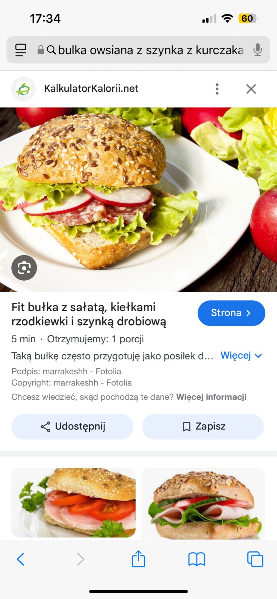 Fit bułka z szynką