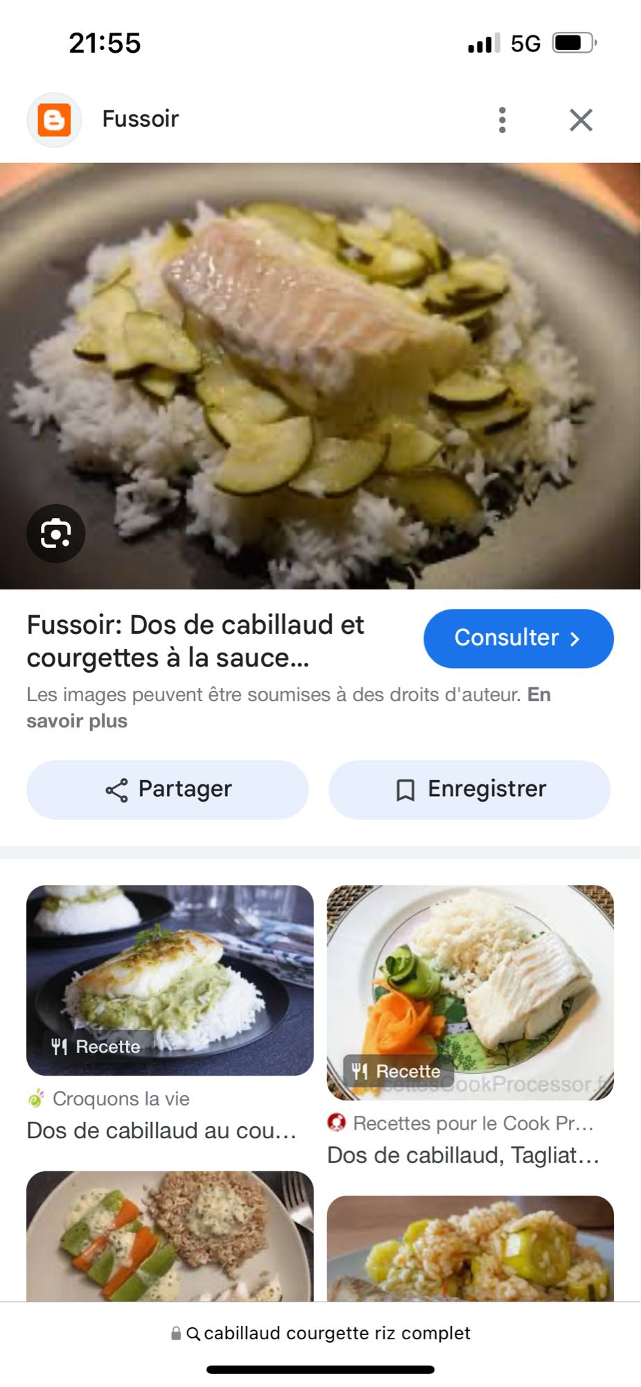 Dos de cabillaud et courgettes