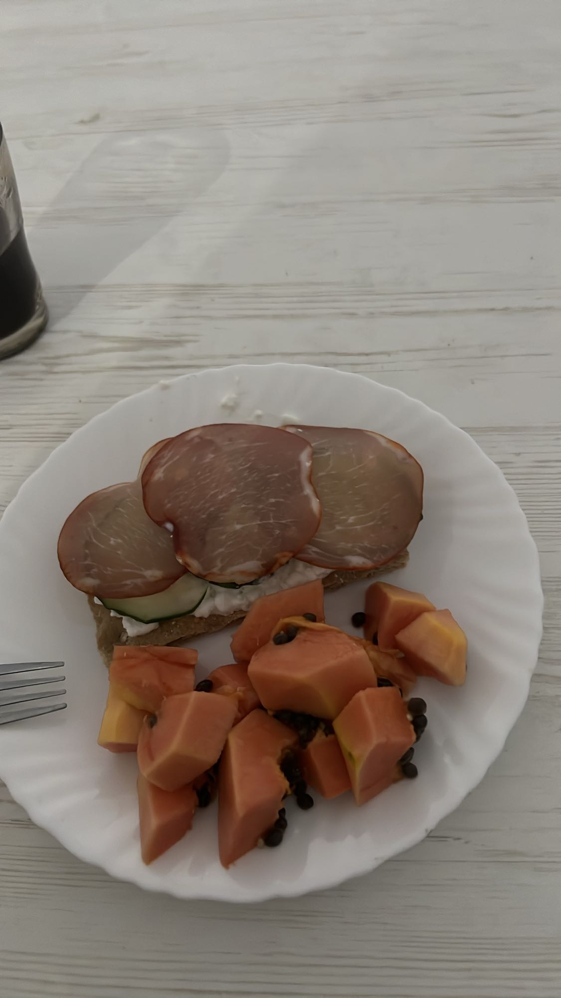 Tostada con papaya