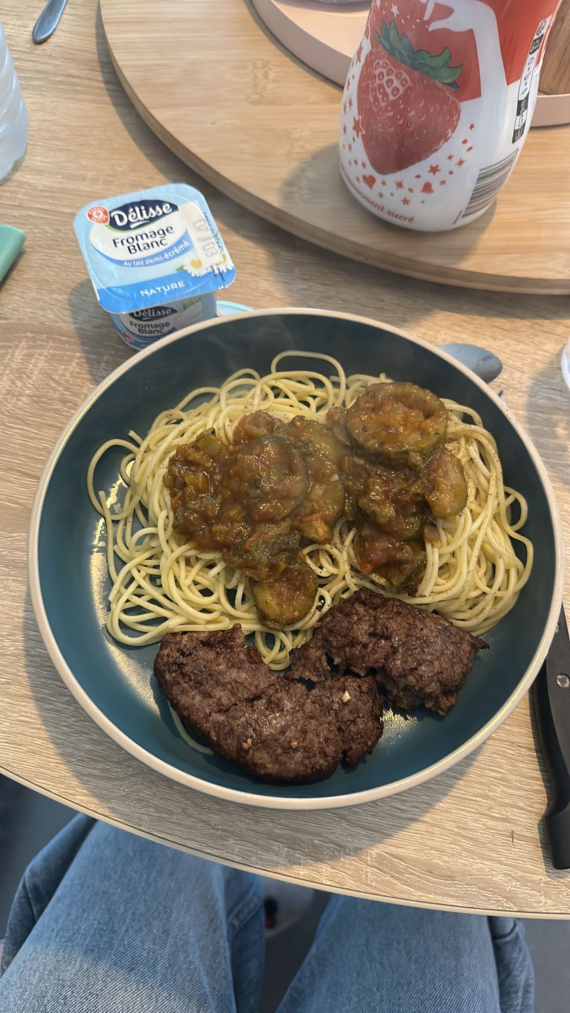 Spaghetti et steak haché