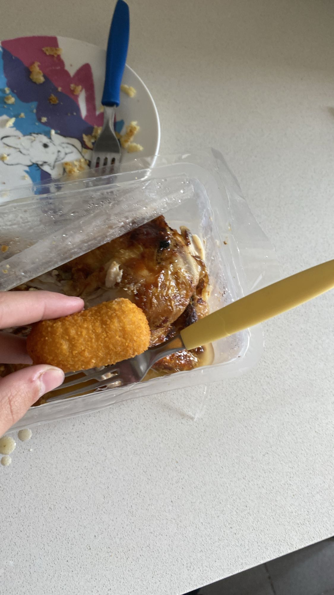 Pollo asado con croqueta