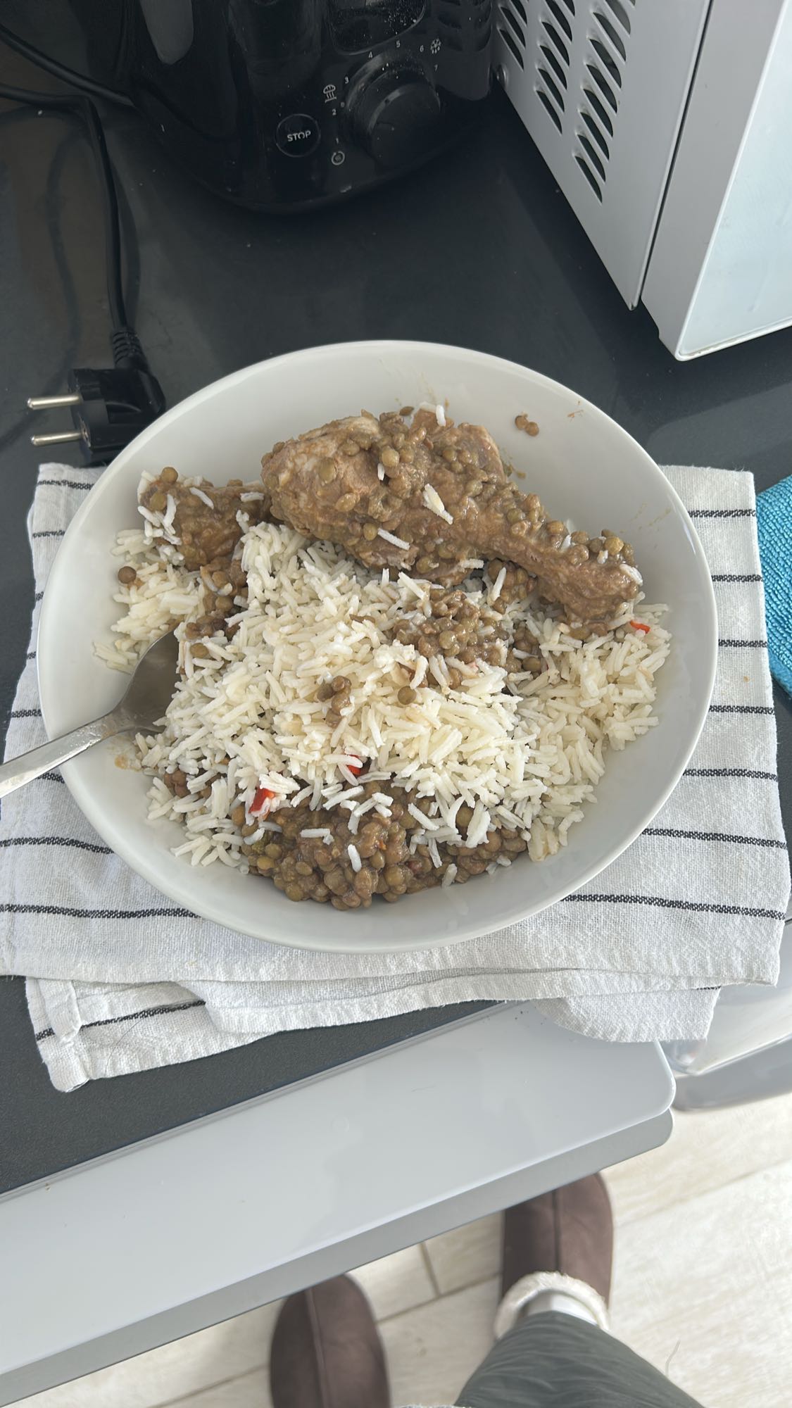 Arroz con lentejas y pollo