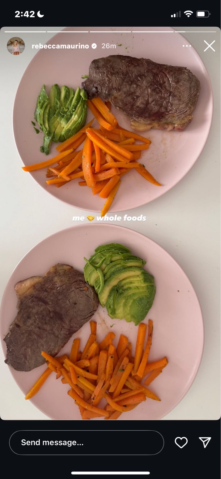 Steak with Avocado & Carrots