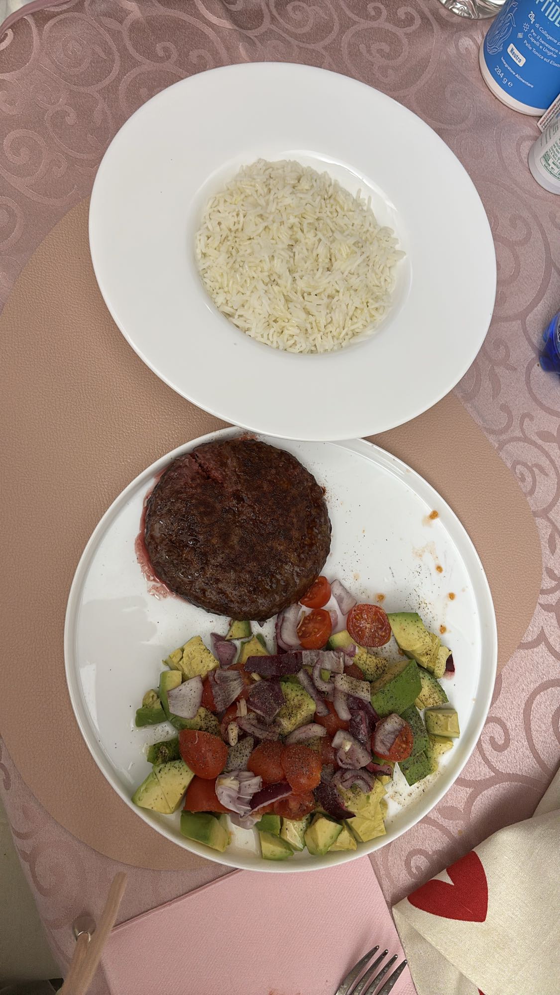 Beef Patty with Rice & Salad