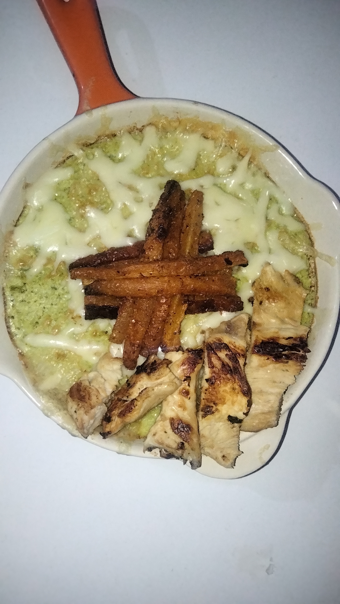 Gratin de poulet et frites