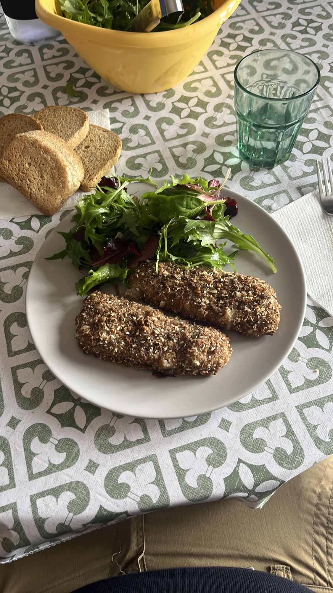 Breaded Fish with Salad